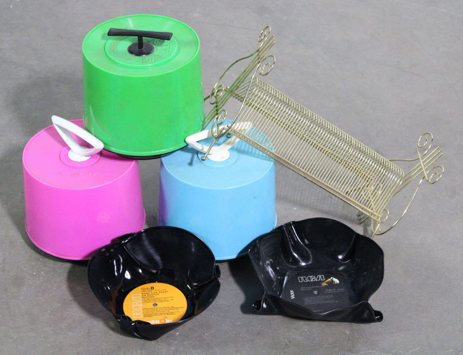 Disk-Go 45rpm Carrying Cases with Records, Record Holder and Ashtrays (1 of 2)