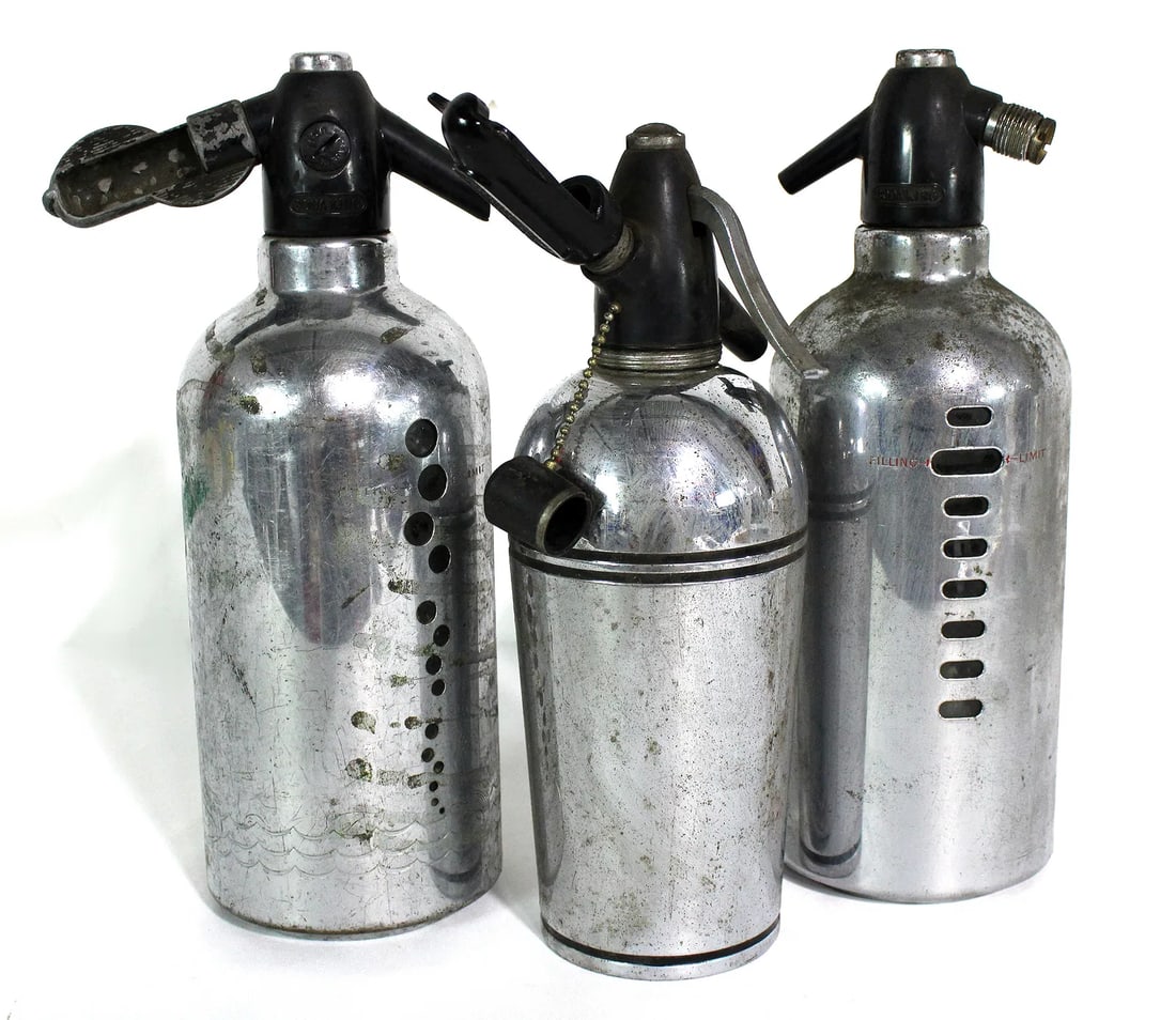 Vintage Chrome Soda King Seltzer Bottles (1 of 1)