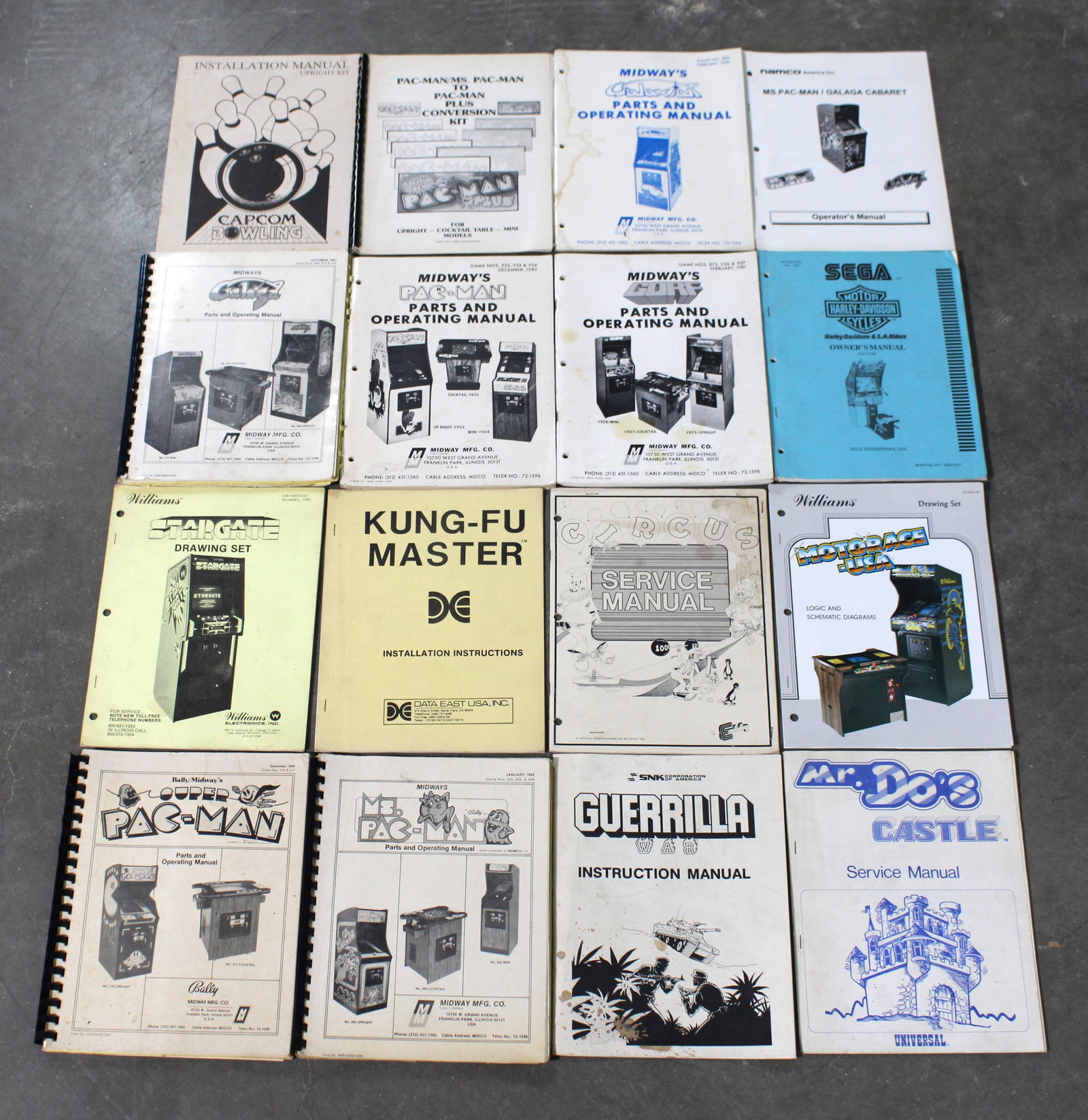 Arcade Manuals incl. Gorf, Galaga, Pac-Man and Circus: Total of 16. Varying conditions. In-house shipping available.