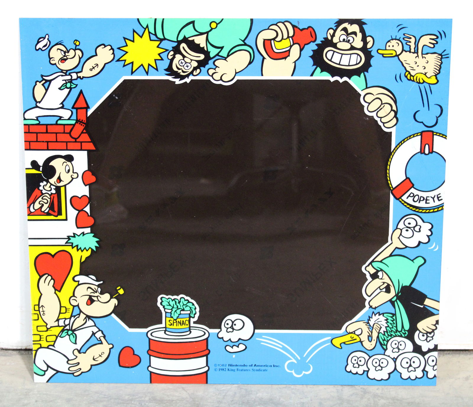 NOS Nintendo Popeye Arcade Game Plexi / Bezel (1 of 2)