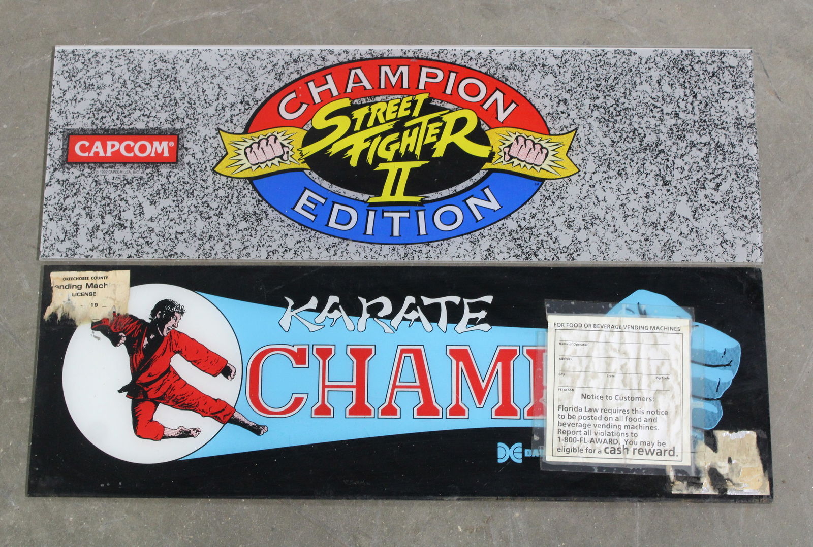 Capcom Street Fighter II and Data East Karate Champ Arcade Game Headers (1 of 1)