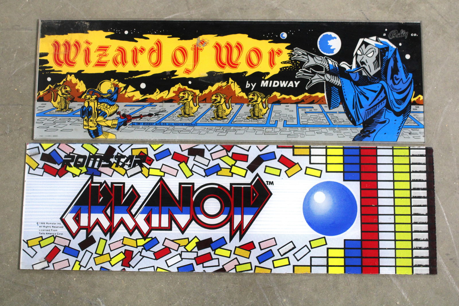 Midway Wizard of Wor and Romstar Arkanoid Arcade Game Headers (1 of 1)