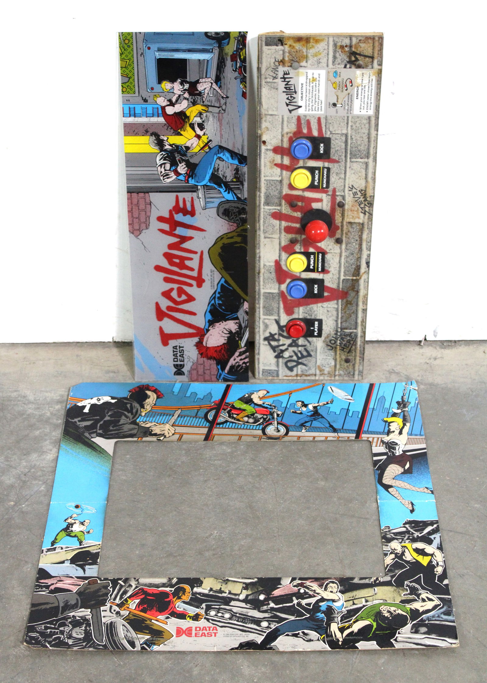 Data East Vigilante Control Panel, Header and Bezel Overlay (1 of 2)