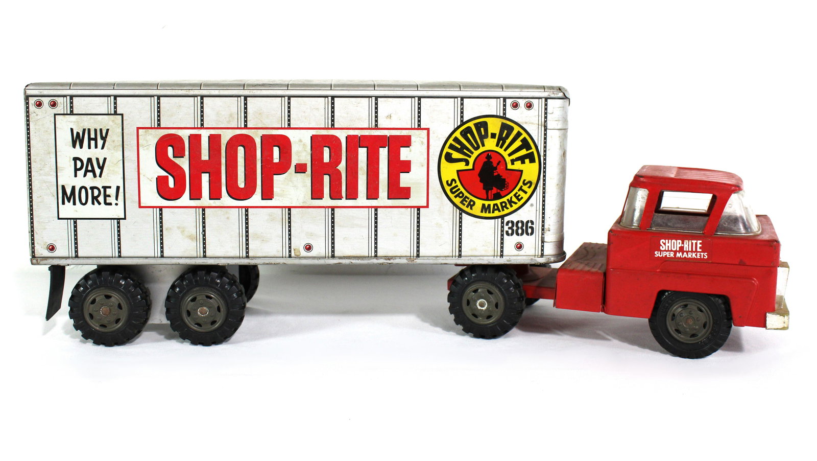 MARX Pressed Steel Shop Rite Advertising Toy Tractor Trailer (1 of 5)