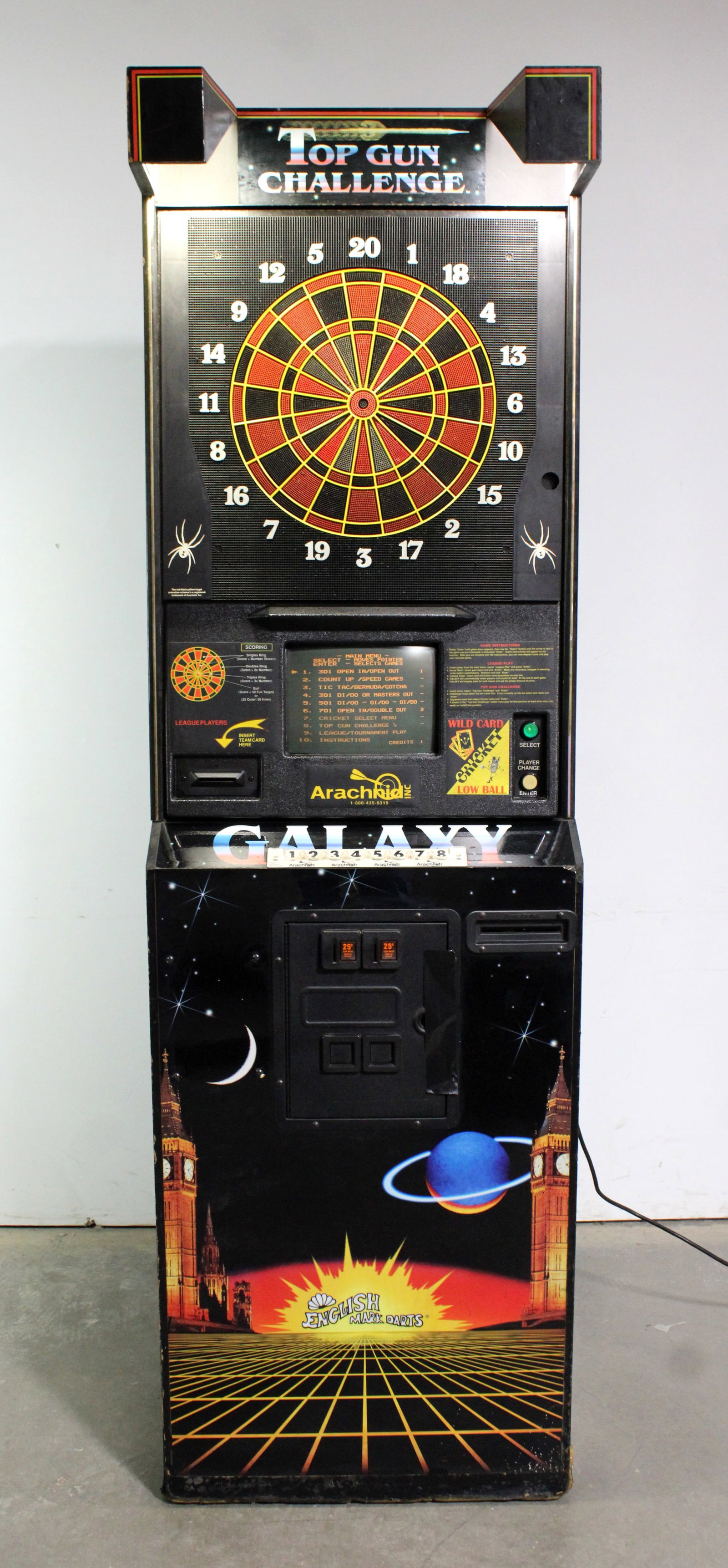 Top Gun Challenge Electronic Darts Arcade Game: Working, with new darts. This item requires third-party shipping or pickup arrangements to be made. Dimensions: 86 x 26 x 17