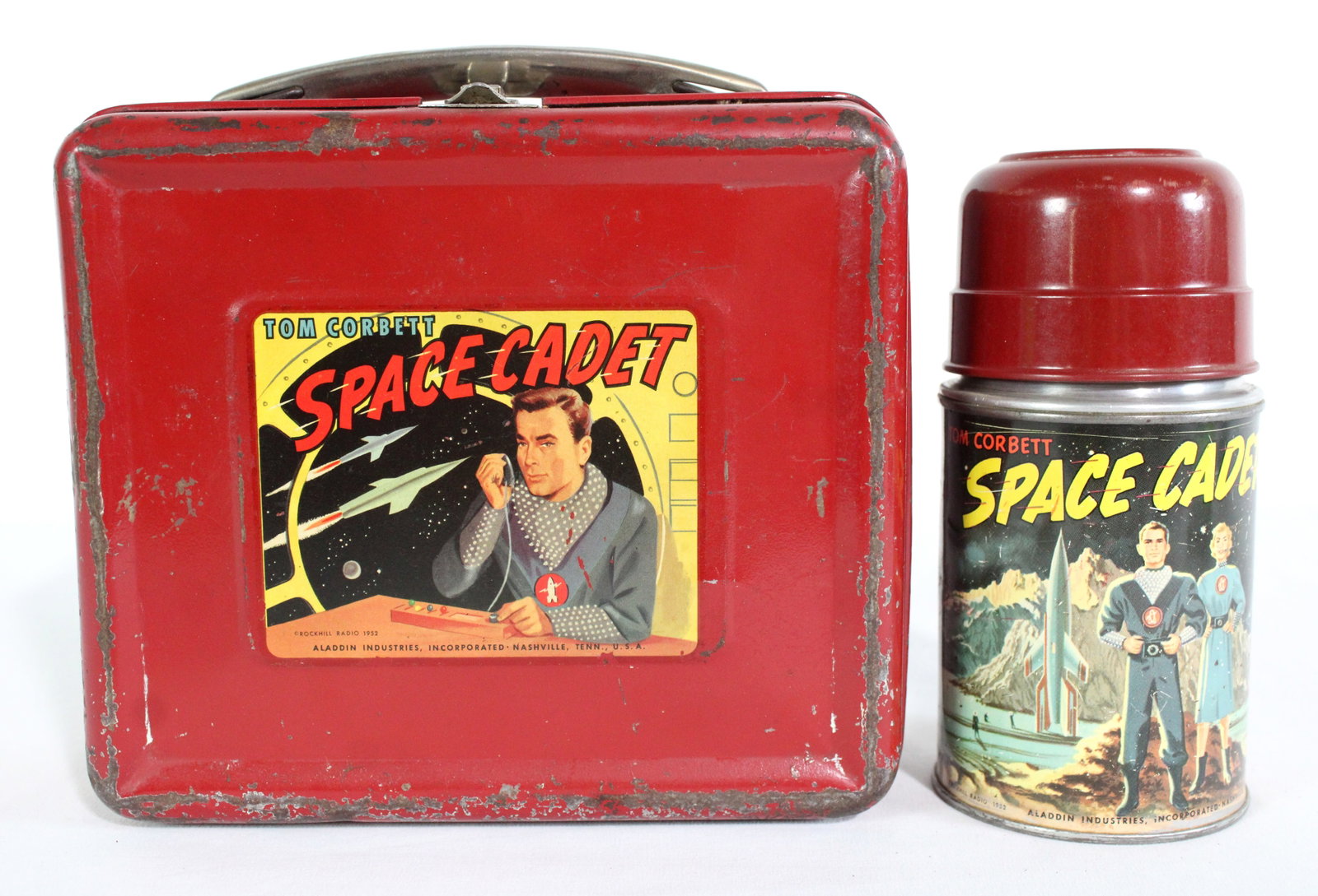 Aladdin Space Cadet Metal Luchbox with Thermos: In-house shipping available.