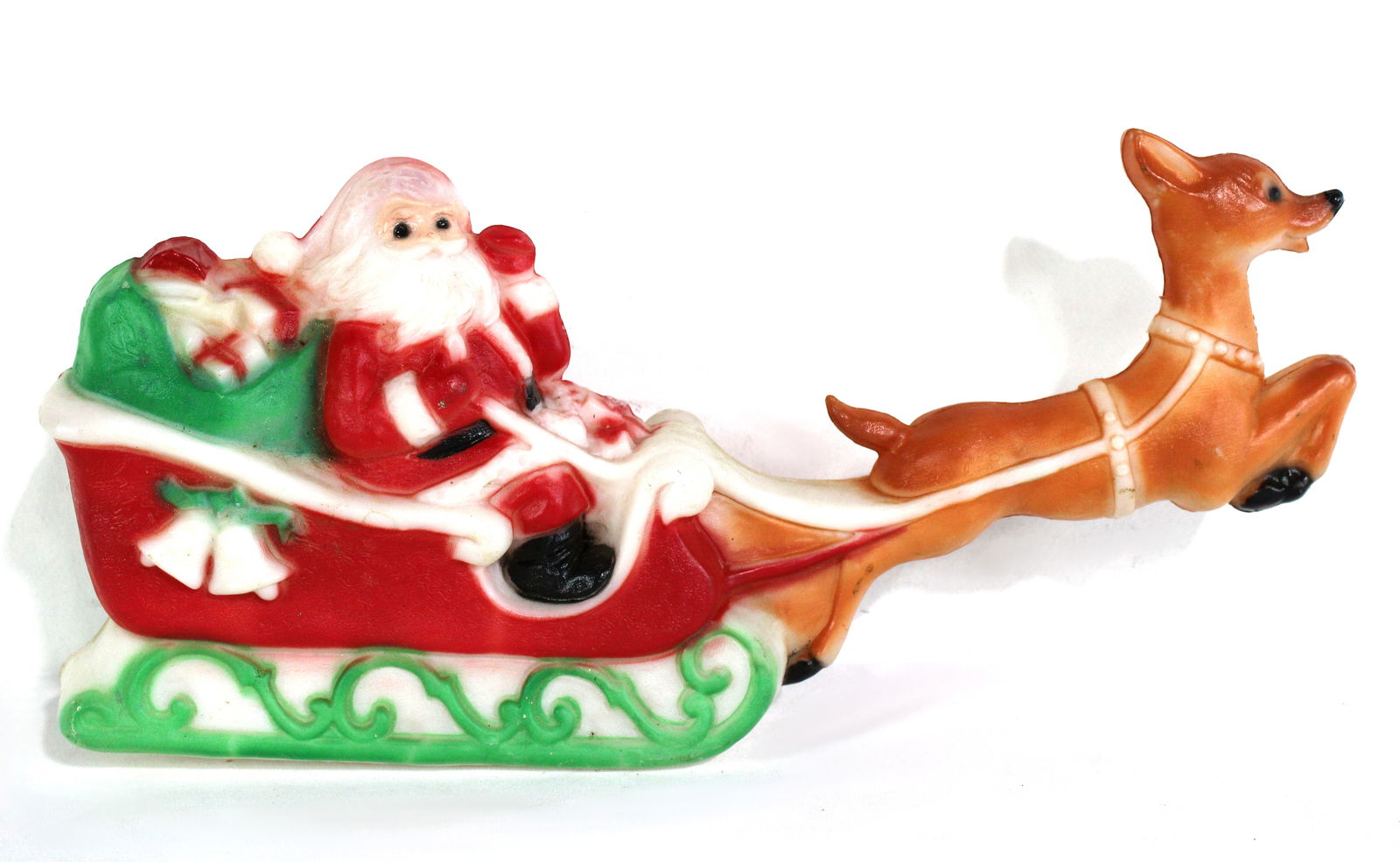 Carolina Enterprises Santa Claus w/ Reindeer Christmas Blow Mold: This item requires third-party shipping or pickup arrangements to be made. Dimensions: 9 x 4 x 19