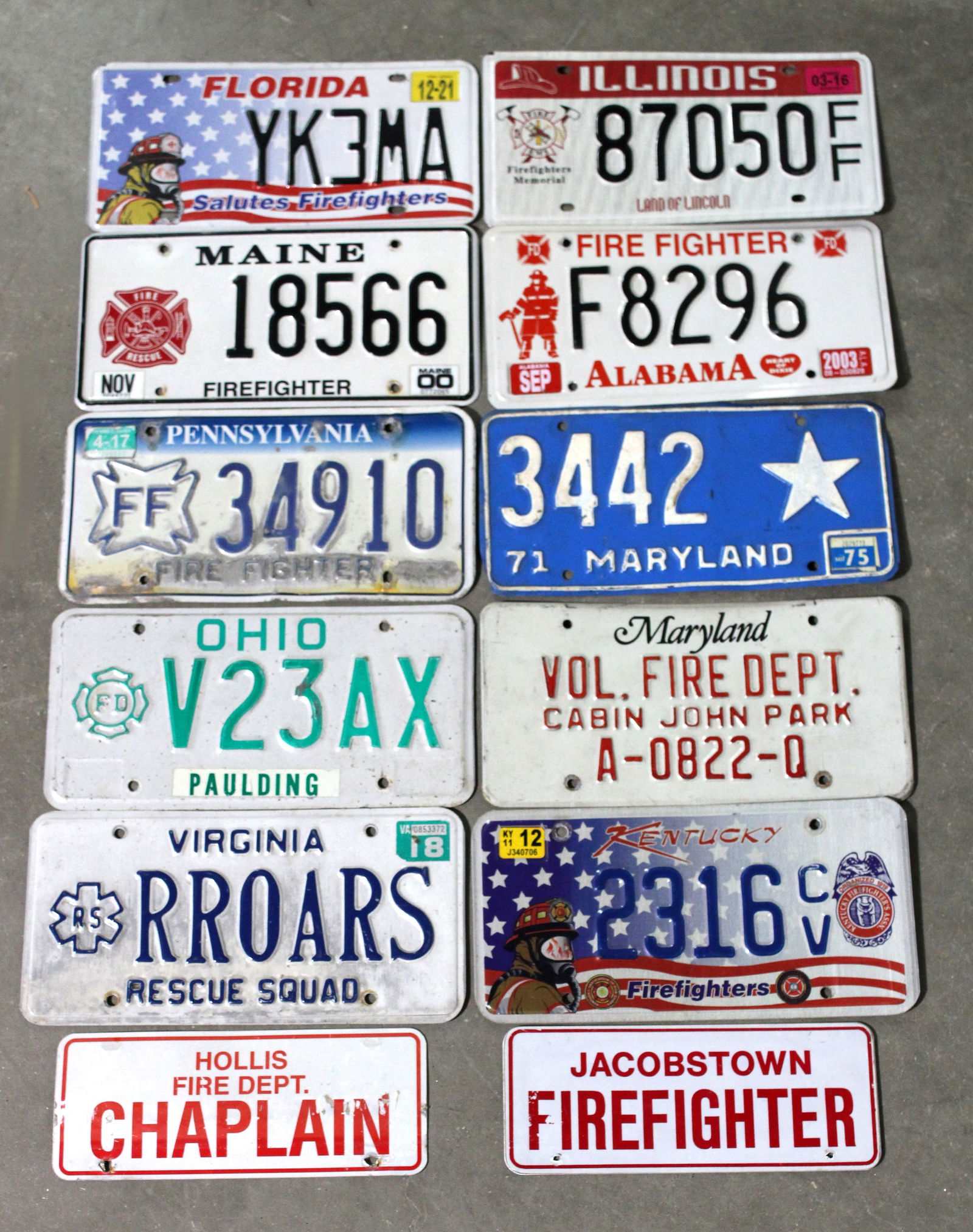 Firefighter License Plates, Lot 1 (1 of 1)