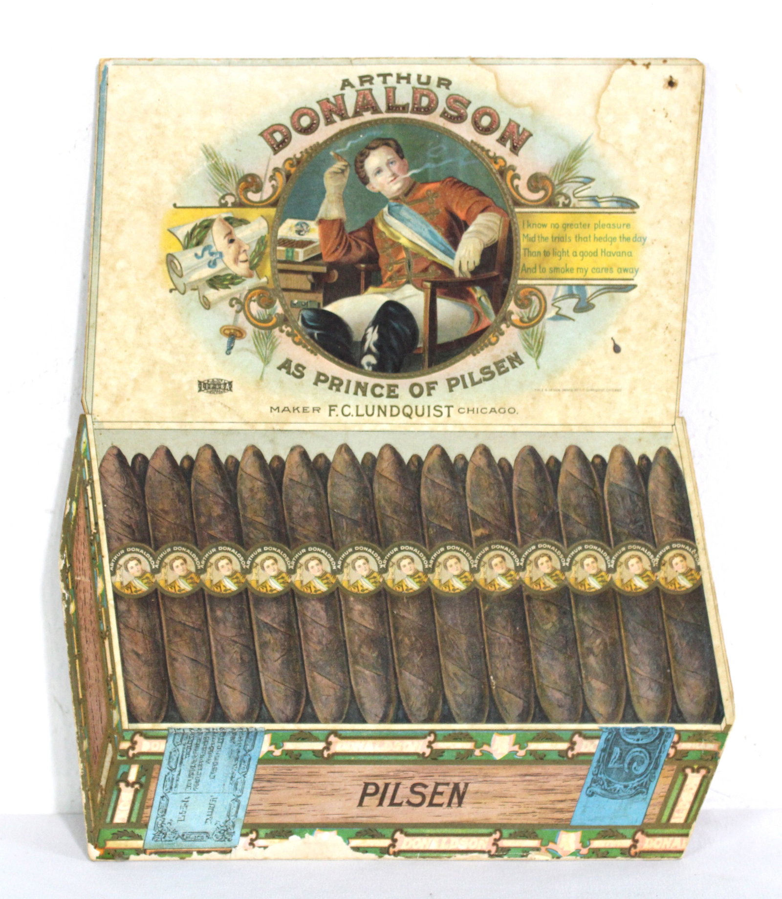 Donaldson, Prince of Pilsen Chicago Cigar Company Diecut: In-house shipping available. Dimensions: 11 x 9