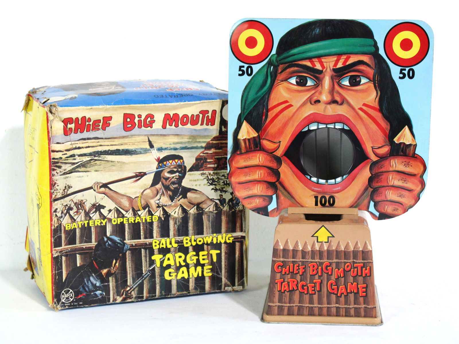 Marx Chief Big Mouth Target Game with Box: No balls or gun included. In-house shipping available.