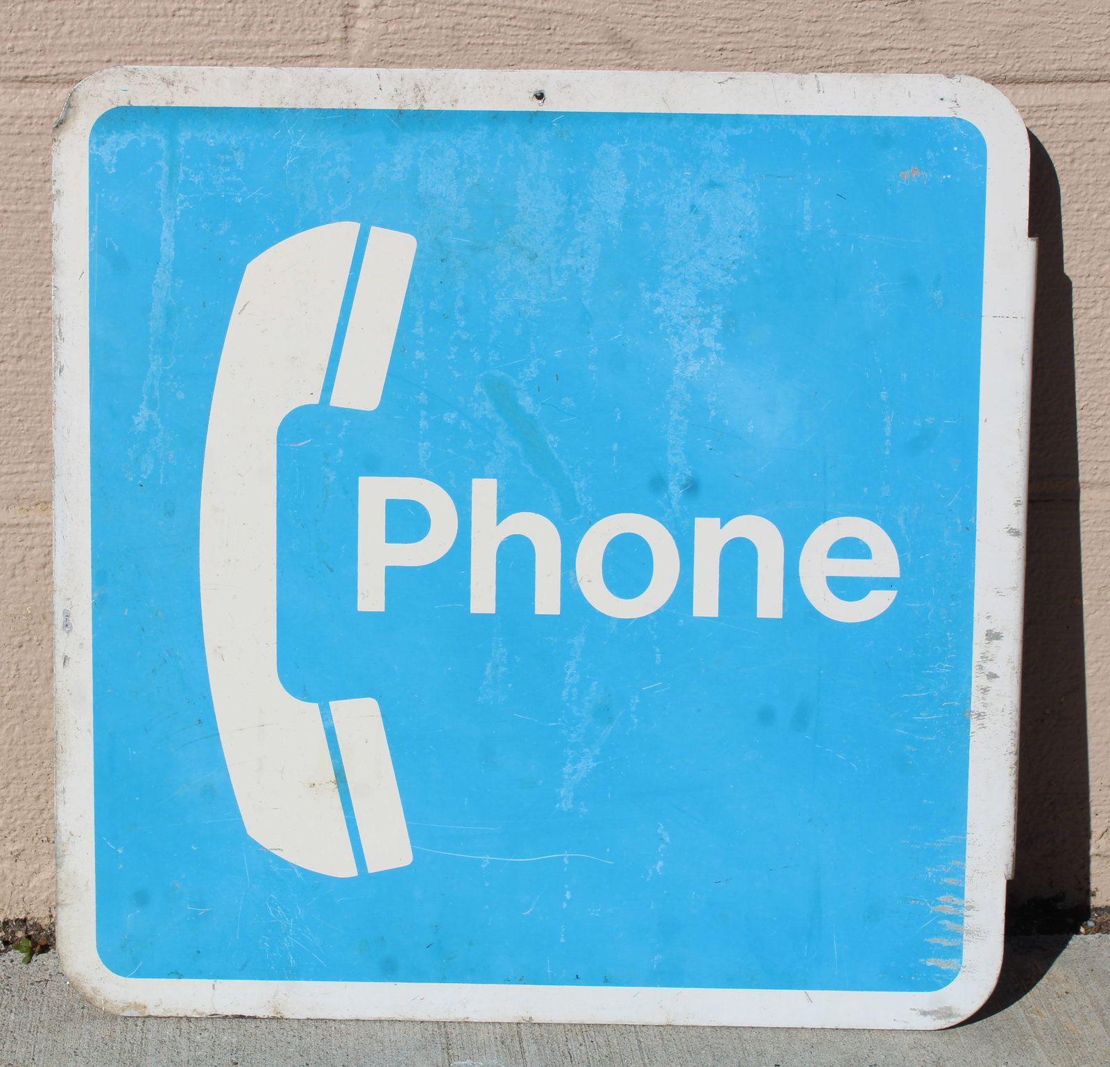 Pay Phone Flange Sign: In-house shipping available. Dimensions: 18 x 18 x 2