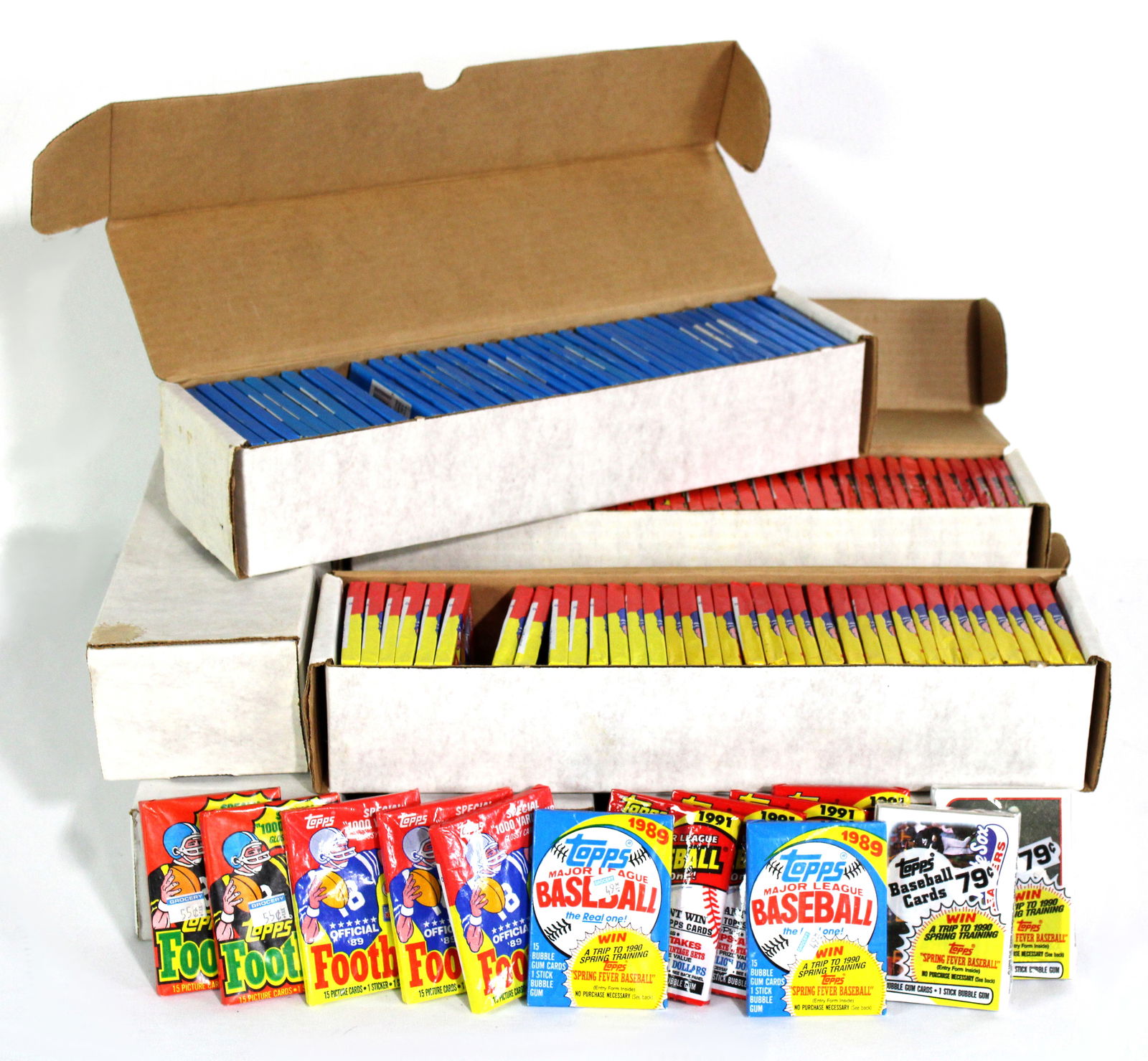 Topps Sealed Baseball & Football Card Wax Packs, 1980s-90s (1 of 4)