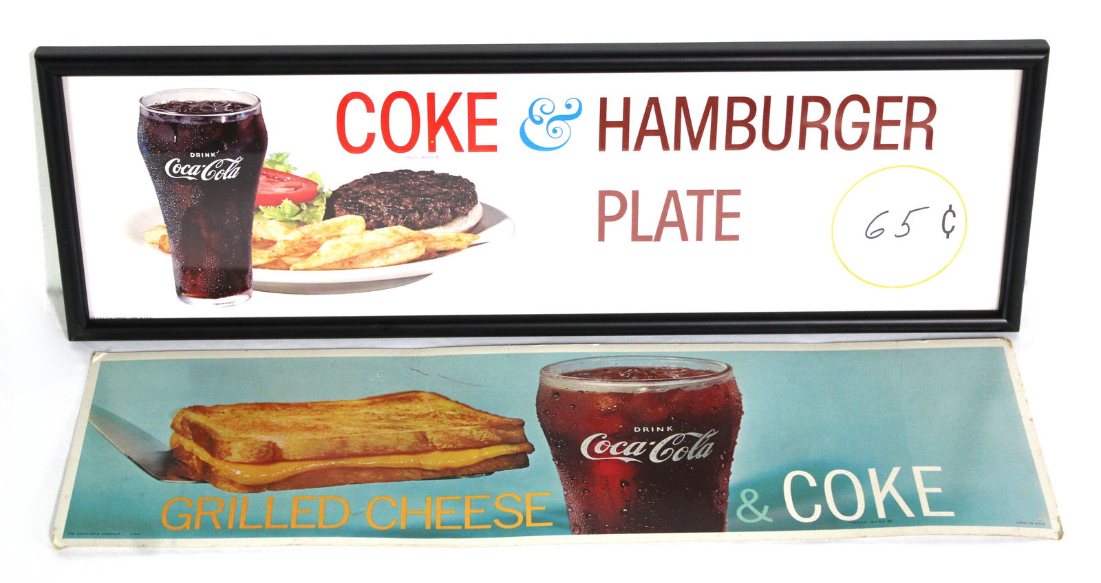 Lot of 2 Coca Cola Advertising Paper Diner Signs (1 of 1)