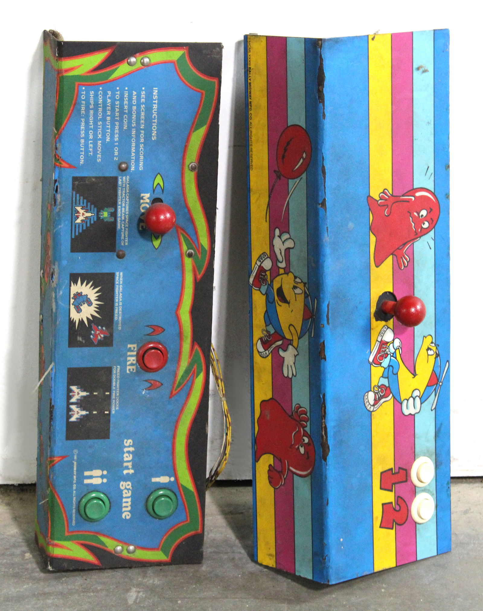 Bally Midway  Jr. Pac-Man and Galaga Arcade Game Control Panels (1 of 2)