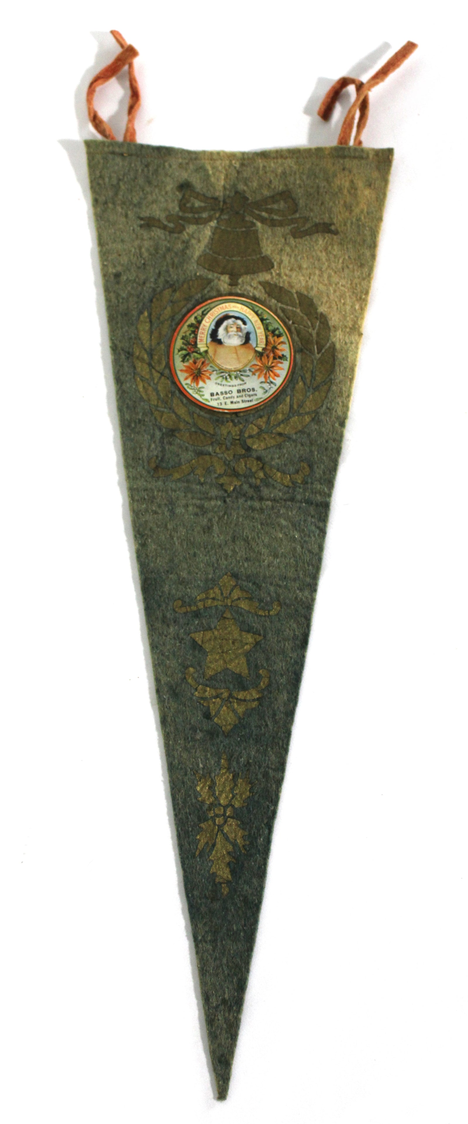 Christmas Holiday Pennant, 1920s: In-house shipping available.