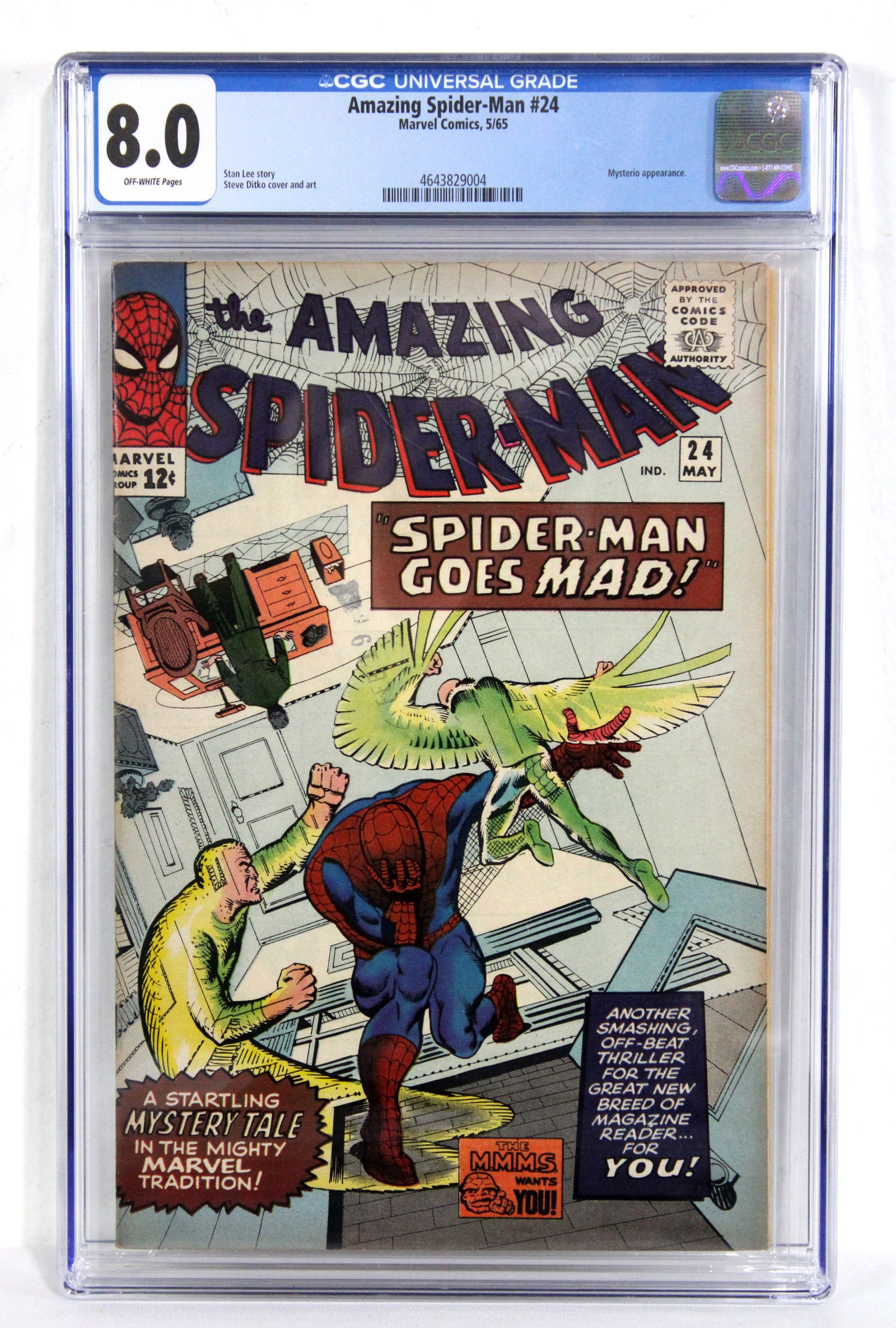 Marvel Comics The Amazing Spider-Man Issue 24, CGC Graded 8.0: CGC Graded 8.0. Mysterio Appearance. In-house shipping available.