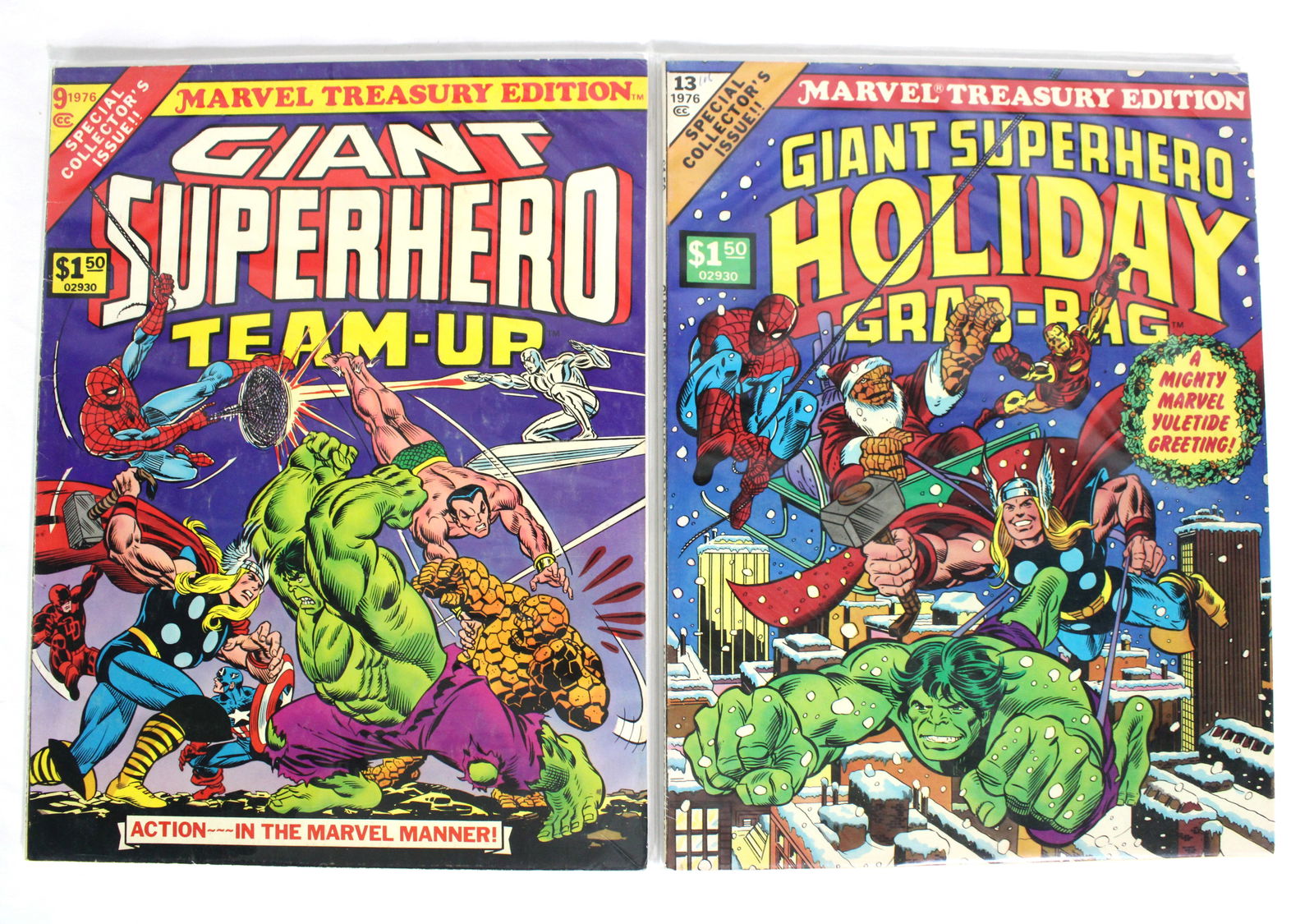 Marvel Comics Treasury Giants Editions Issues 9 & 13: Bagged and Boarded. Varying conditions. In-house shipping available.