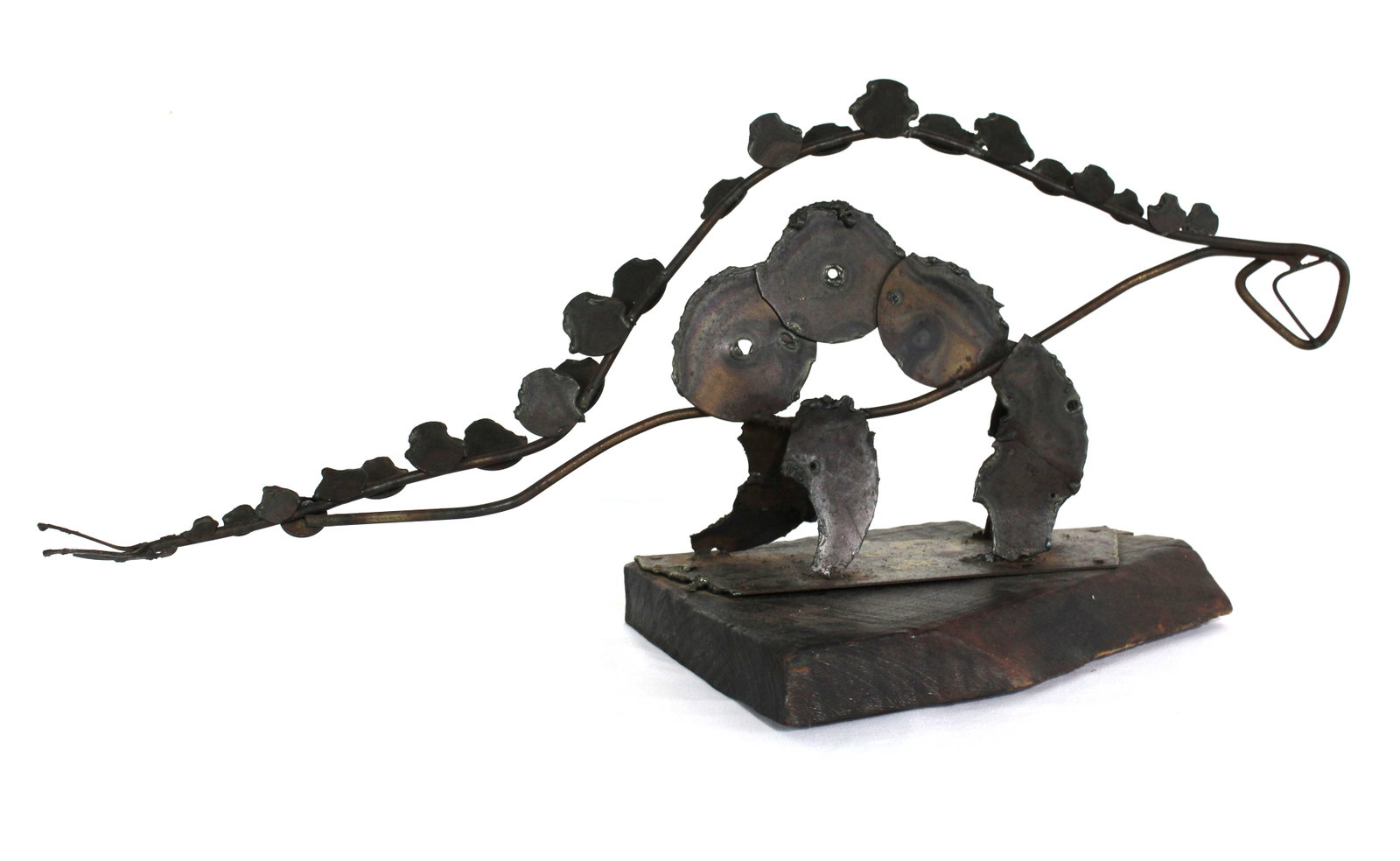 Mid Century Dinosaur Sculpture Folk Art: This item requires third-party shipping or pickup arrangements to be made. Dimensions: 14 x 31 x 14
