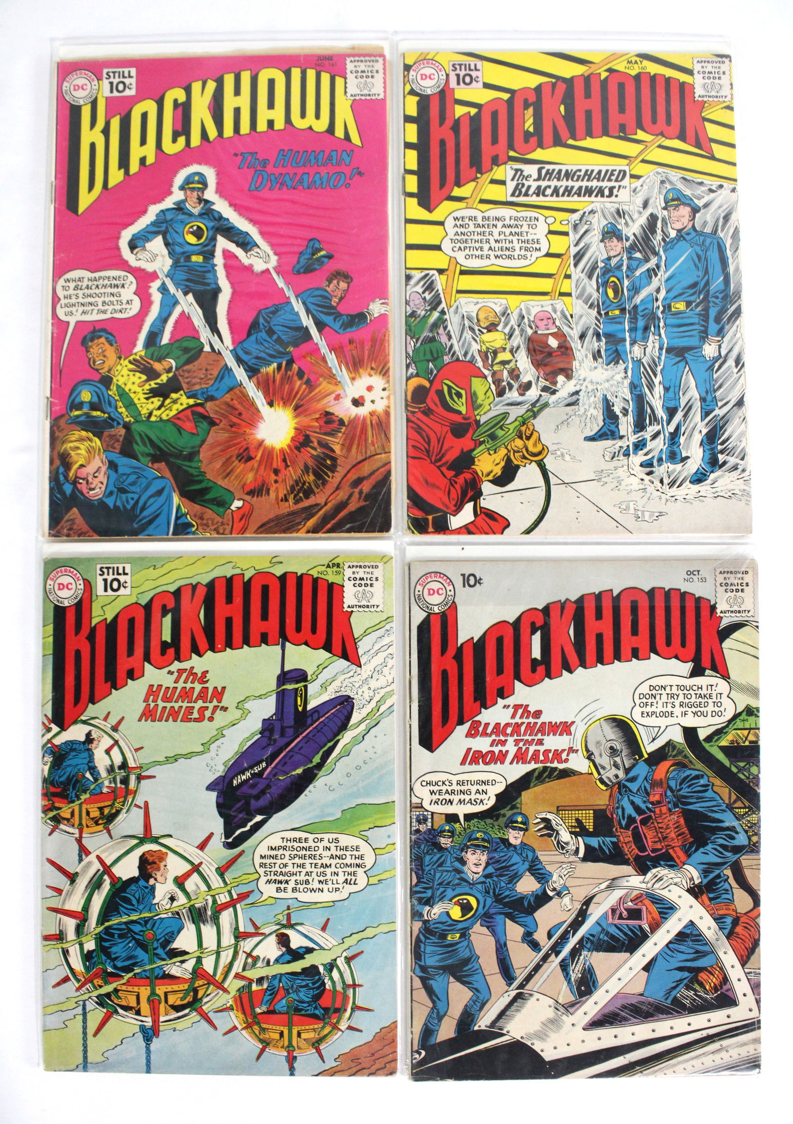 DC Comics Blackhawk Comic Books: Total of 4 Issues. Including 153, 159, 160, 161. Bagged and Boarded. Varying conditions. In-house shipping available.