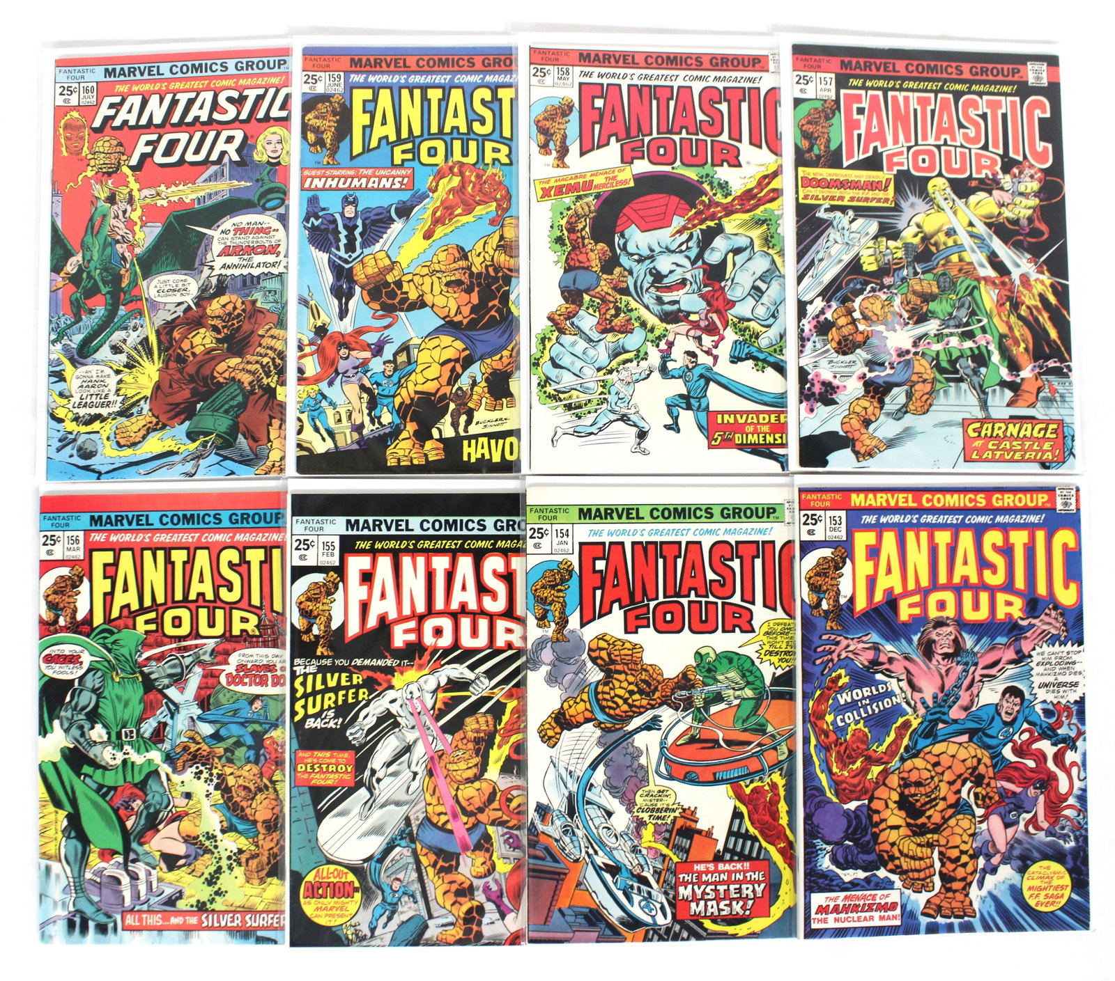 Marvel Comics Fantastic Four Issues 153 - 160: Total of 8 Issues. Bagged and boarded. Varying conditions. In-house shipping available.