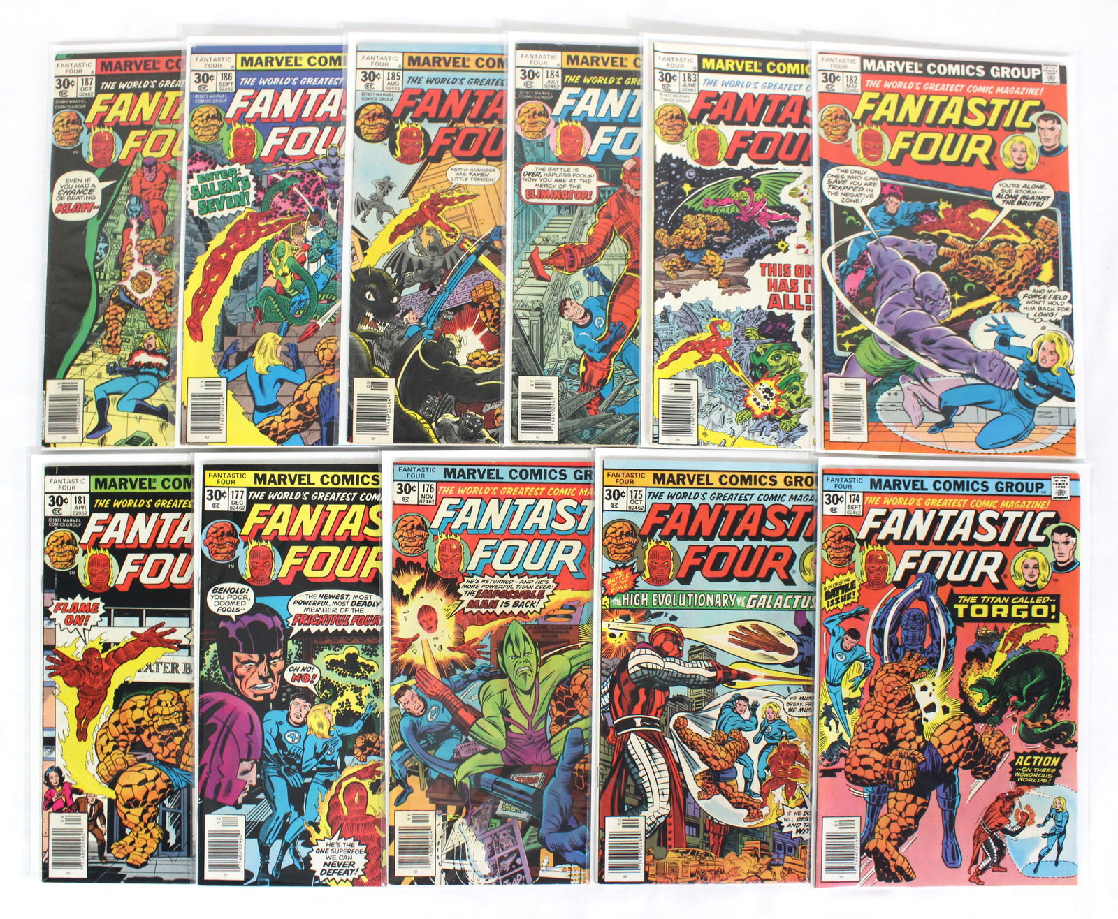Marvel Comics Fantastic Four Issues 174-177, 181-187: Total of 11 Issues. Bagged and boarded. Varying conditions. In-house shipping available.