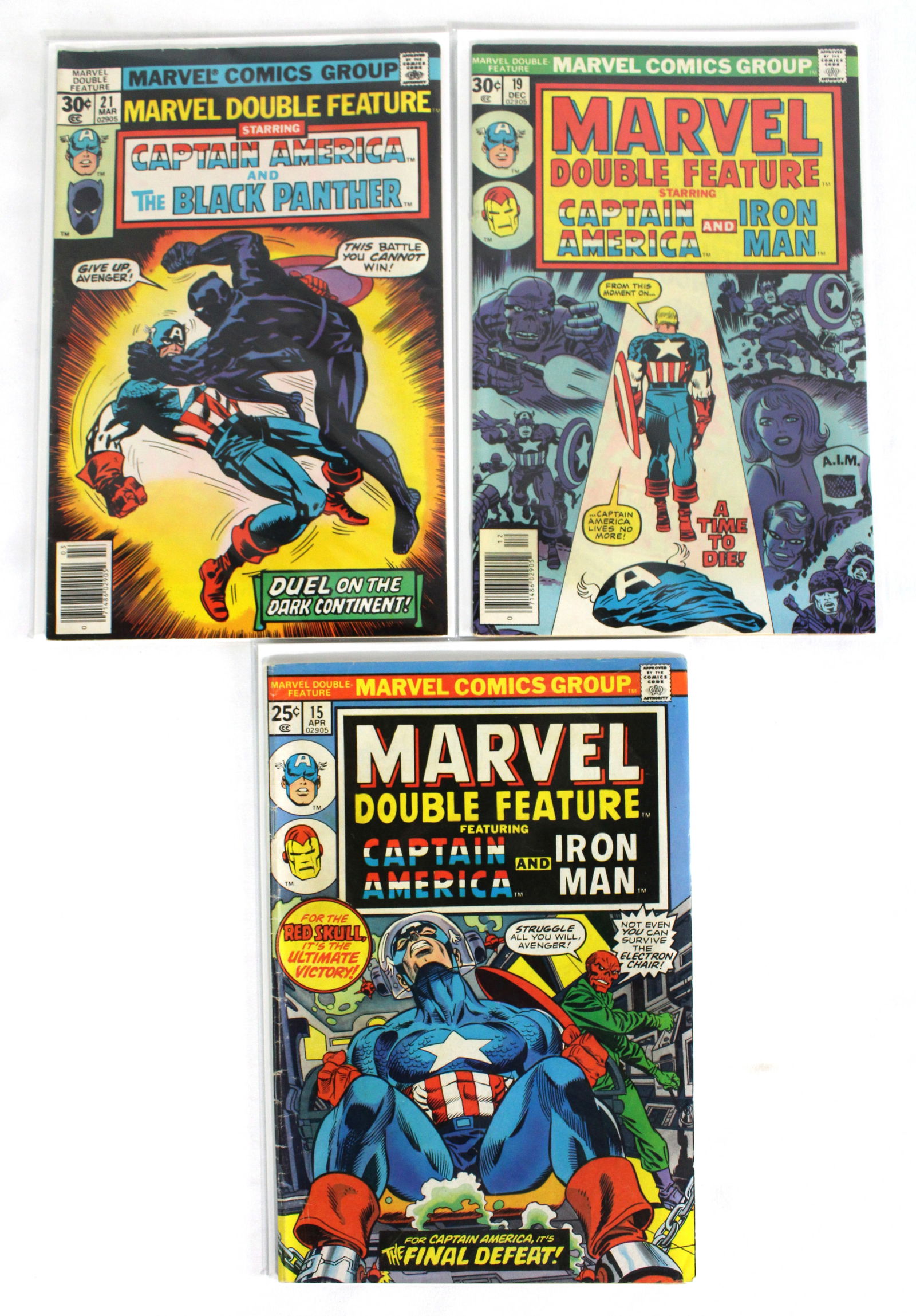 Marvel Comics Marvel Double Feature, Issues 15, 19 & 21: Total of 3 Issues. Bagged and Boarded. Varying conditions. In-house shipping available.