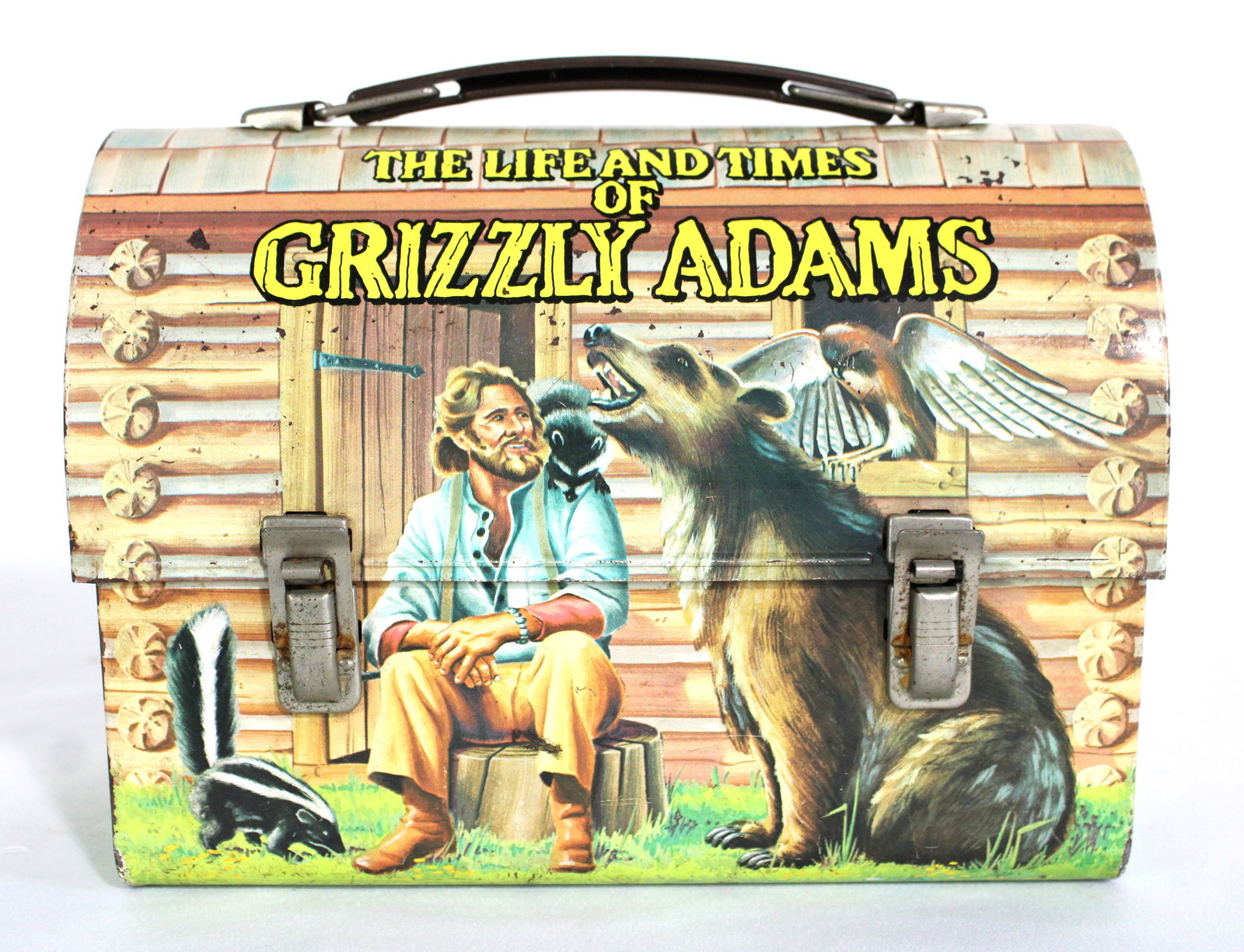 The Life and Times of Grizzly Adams Dome Top Aladdin Lunchbox: In-house shipping available.