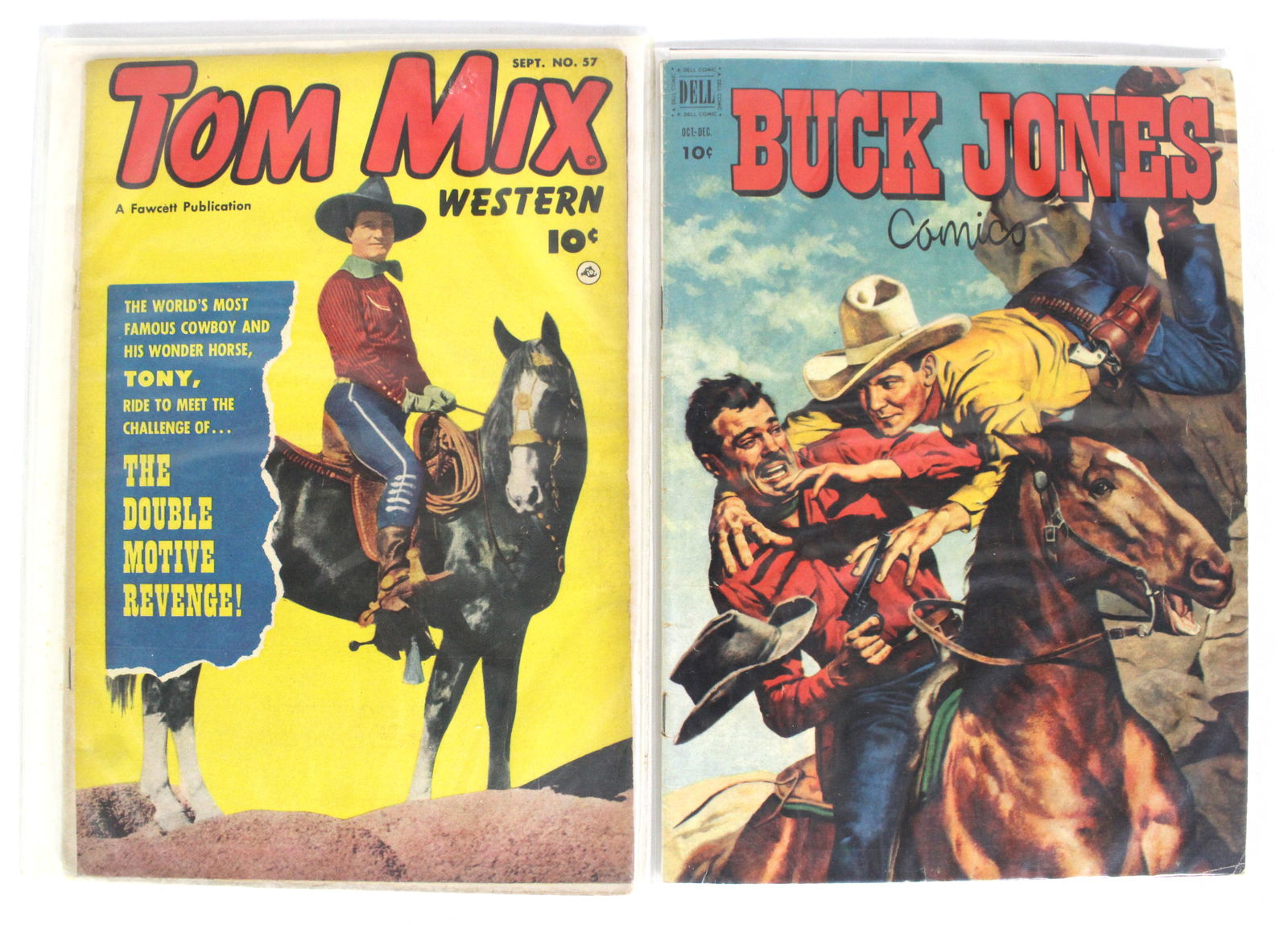 Tom Mix and Buck Jones Western Comics: Bagged and Boarded. Varying conditions. In-house shipping available.