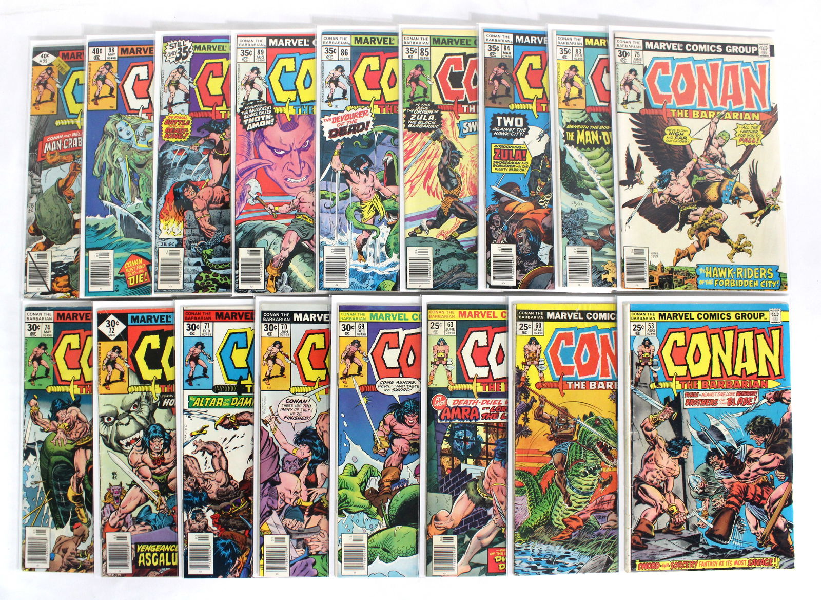 Marvel Comics Conan The Barbarian, Lot 1: Total of 17 Issues. Assorted issues. Bagged and Boarded. Varying conditions. In-house shipping available.