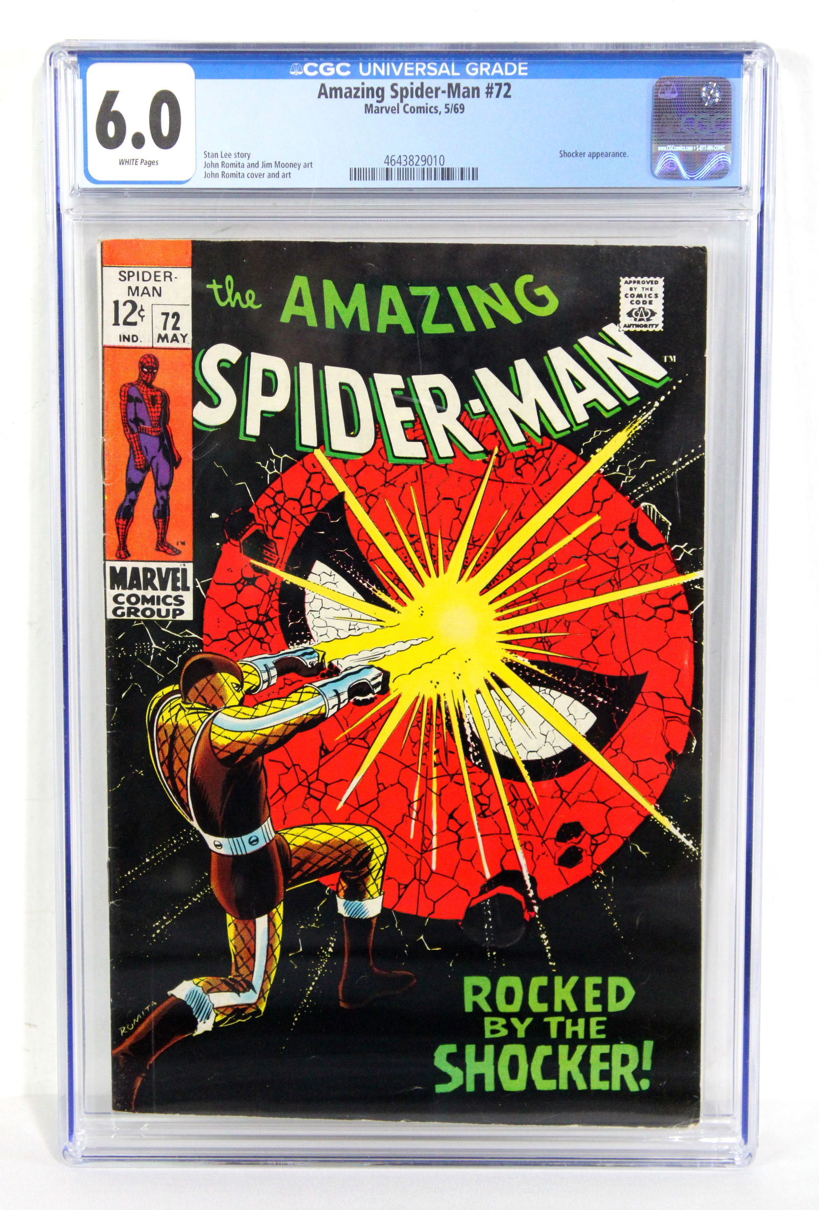 Marvel Comics The Amazing Spider-Man Issue 72, CGC Graded 6.0: CGC graded 6.0. Shocker appearance. Stan Lee Story. John Romita. In-house shipping available.