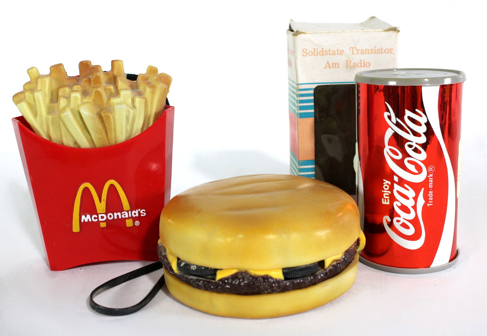 Vintage Radios incl. McDonald's Fries, Coke and Hamburger: Untested. In-house shipping available.