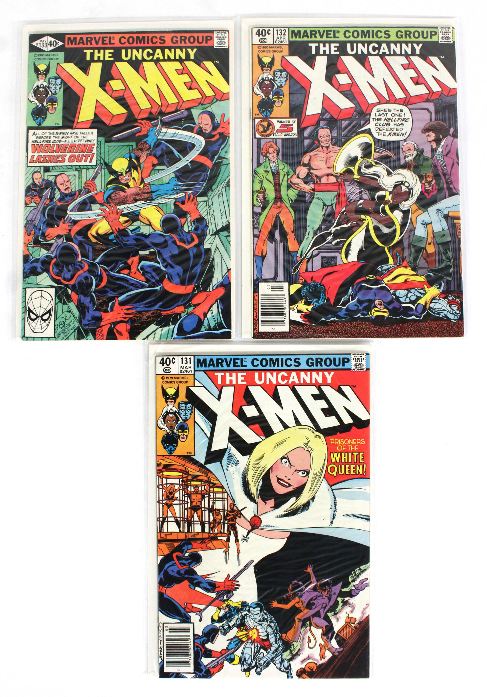 Marvel Comics X-Men Issue 131-133: Total of 3 Issues. Assorted issues. Bagged and Boarded. Varying conditions. In-house shipping available.