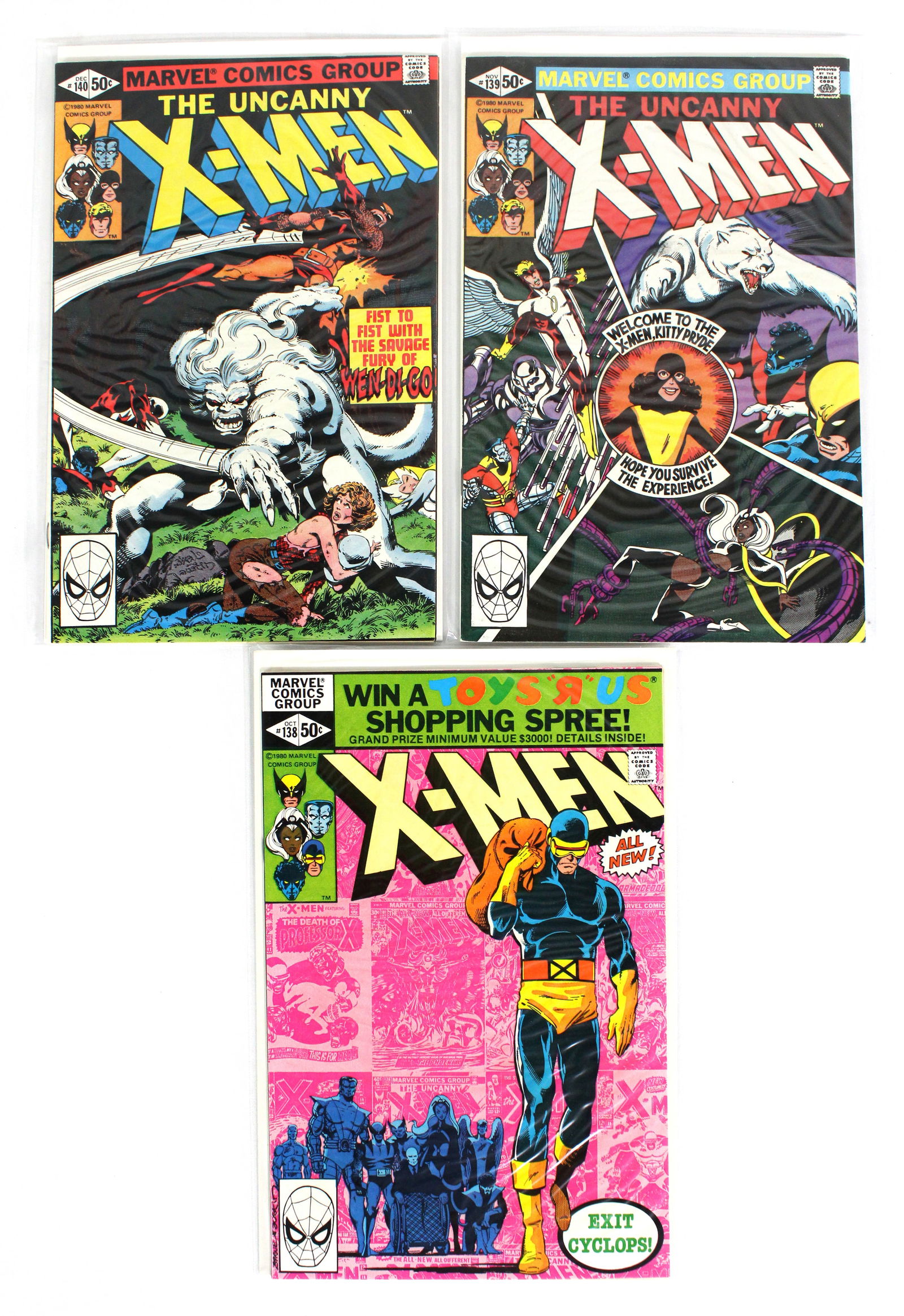 Marvel Comics X-Men Issue 138-140: Total of 3 Issues. Assorted issues. Bagged and Boarded. Varying conditions. In-house shipping available.