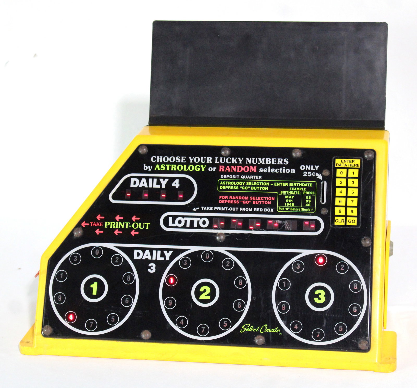 Coin Op Astrology Arcade Game: Powers on. This item requires third-party shipping or pickup arrangements to be made. Dimensions: 16 x 19 x 8