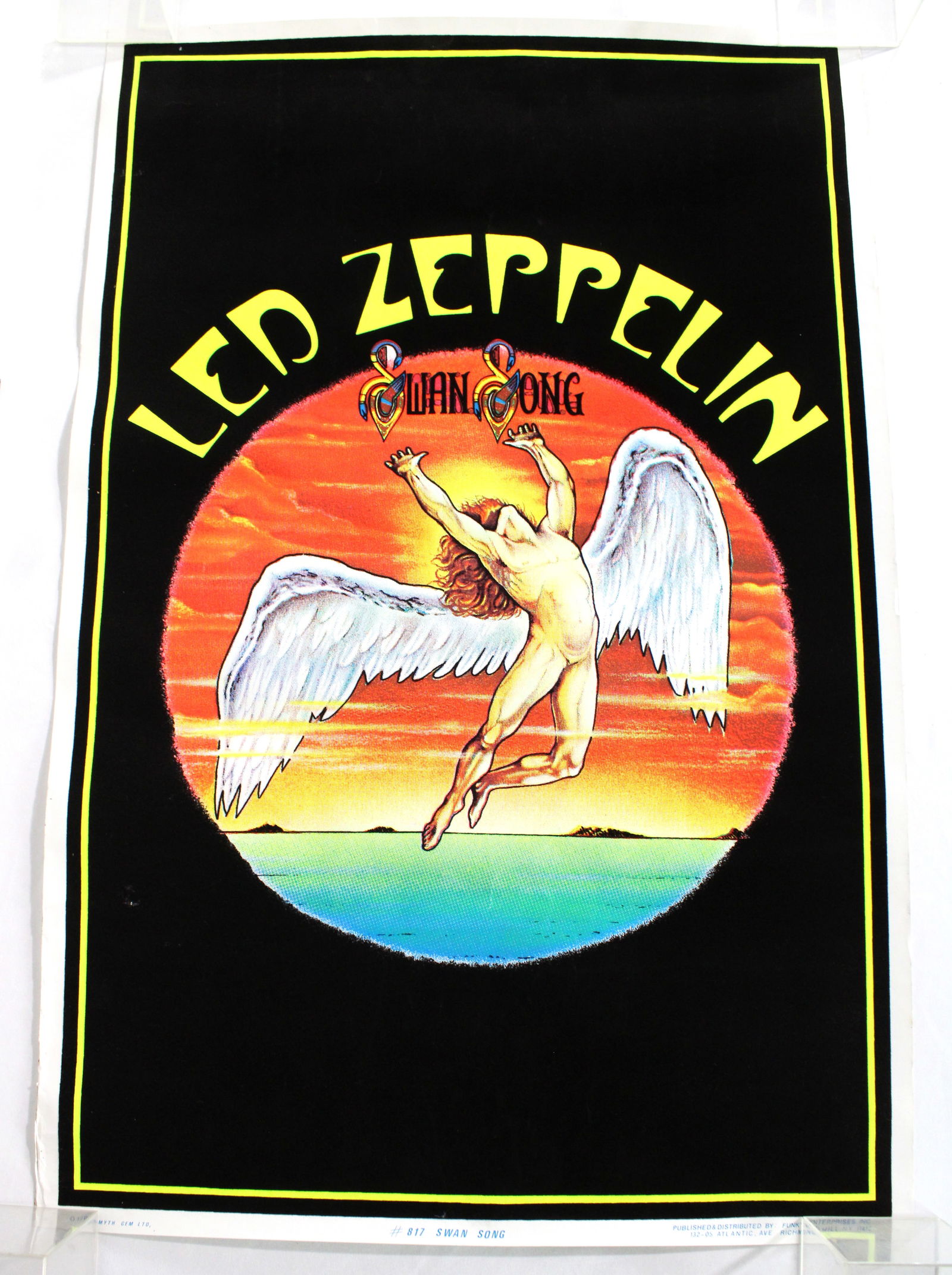 Led Zeppelin Swan Song Blacklight Poster, Funky Enterprises 1989: Dimensions: 35 x 23