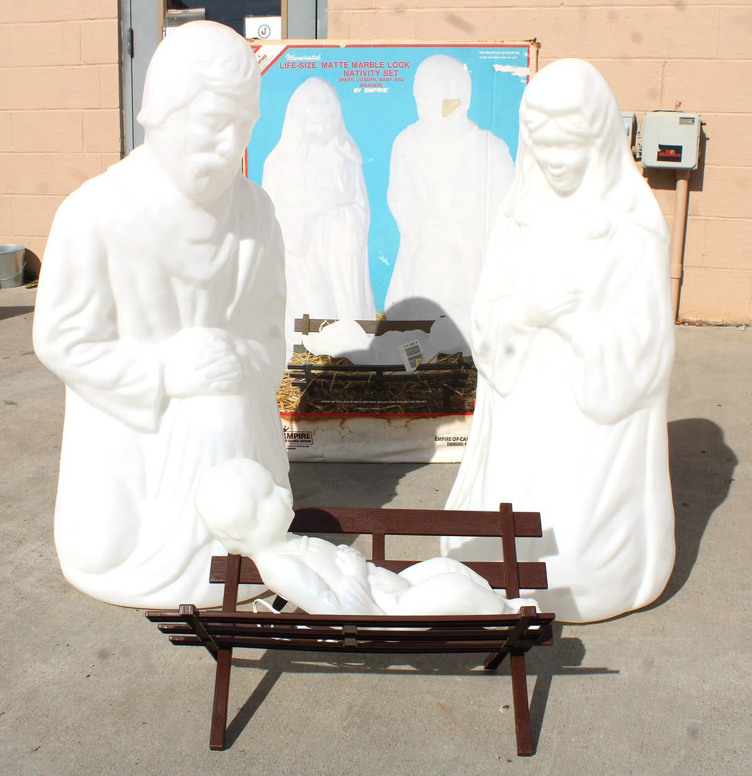 Stone Matte Nativity Christmas Blowmold Set in Box: This item requires third-party shipping or pickup arrangements to be made.