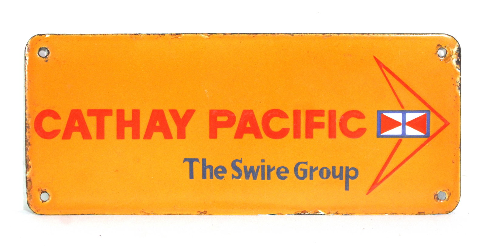 Cathay Pacific Airways Porcelain Sign: In-house shipping available. Dimensions: 5 x 12