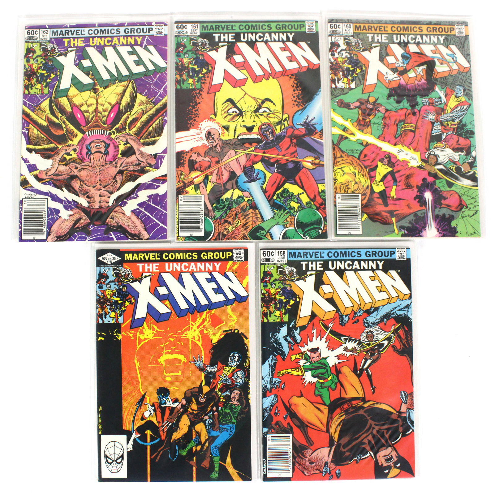 Marvel Comics The Uncanny X-Men Issues 158-162: Total of 5 Issues. Bagged and Boarded. Varying conditions. In-house shipping available.