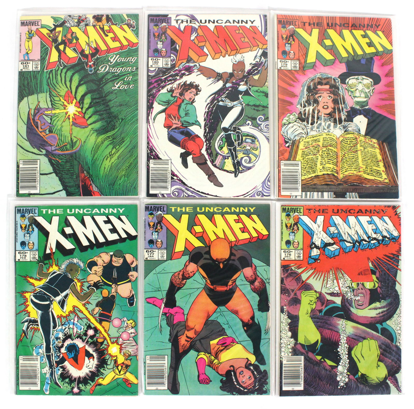 Marvel Comics The Uncanny X-Men Issues 176-181: Total of 6 Issues. Bagged and Boarded. Varying conditions. In-house shipping available.