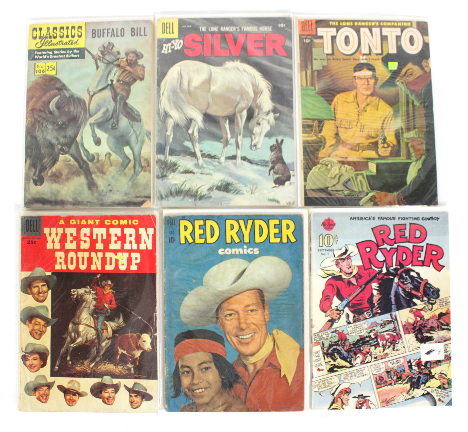 Western Comic Lot incl. Red Ryder and Tonto: Total of 6 Issues. Assorted issues. Bagged and Boarded. Varying conditions. In-house shipping available.