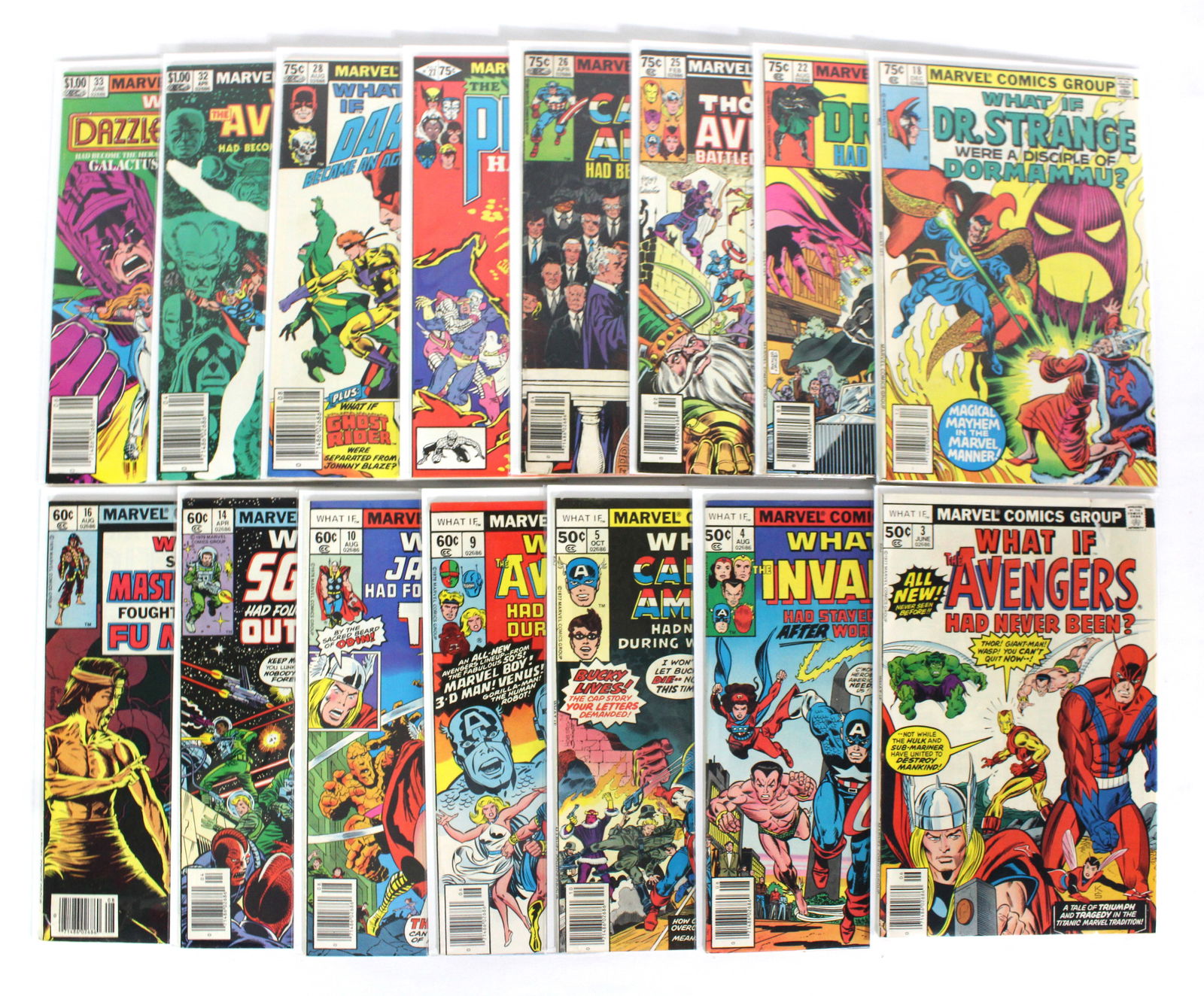Marvel Comics What If..? Mix Lot: Total of 15 Issues. Assorted issues. Bagged and boarded. Varying conditions. In-house shipping available.