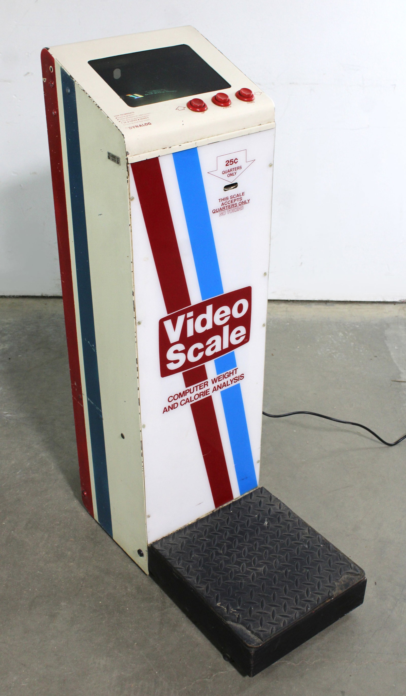Coin Op Video Weight and Calorie Scale: Working. This item requires third-party shipping or pickup arrangements to be made. Dimensions: 42 x 13 x 25