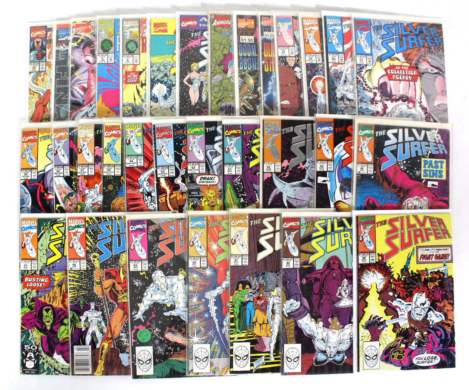 Marvel Silver Surfer Comic Books, Lot 2: Total of 32 Issues. Assorted issues. Bagged and Boarded. Varying conditions. In-house shipping available.