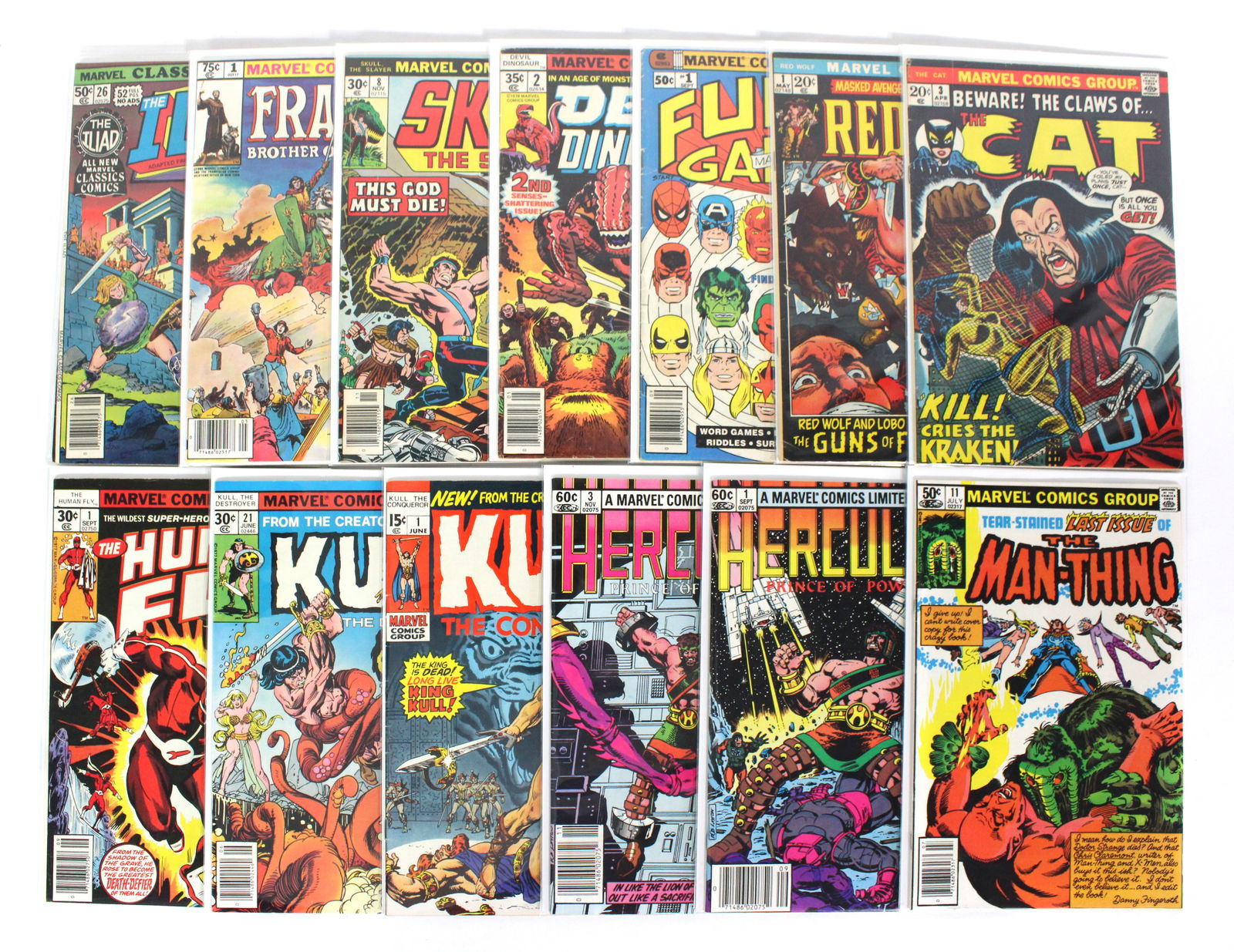 Marvel Mix Lot incl. Kull, The-Man Thing and Hercules: Total of 13 Issues. Assorted issues. Bagged and Boarded. Varying conditions. In-house shipping available.