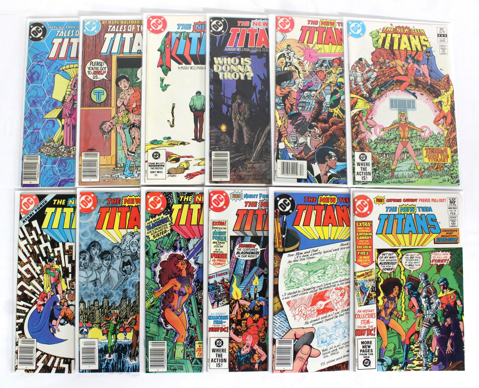 DC Comics The New Teen Titans Comic Books: Total of 12 Issues. Assorted issues. Bagged and Boarded. Varying conditions. In-house shipping available.