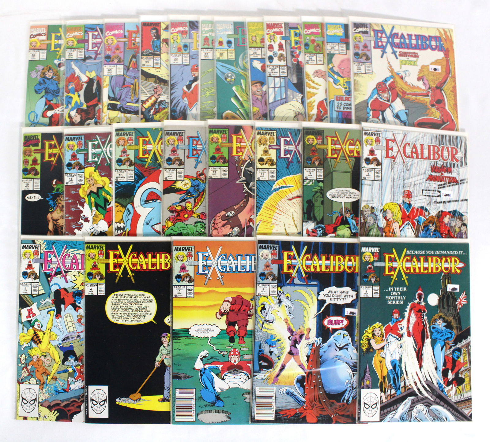 Marvel Comics Excalibur Comic Books, Incl. Issue 1: Total of 25 Issues. Assorted issues. Bagged and Boarded. Varying conditions. In-house shipping available.