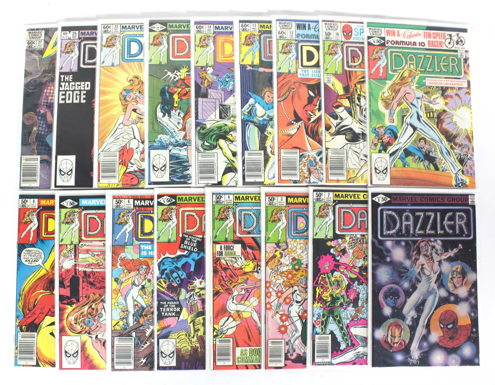 Marvel Comics Dazzler Mix Lot Incl. 1-10: Total of 17 Issues. Assorted issues. Bagged and Boarded. Varying conditions. In-house shipping available.
