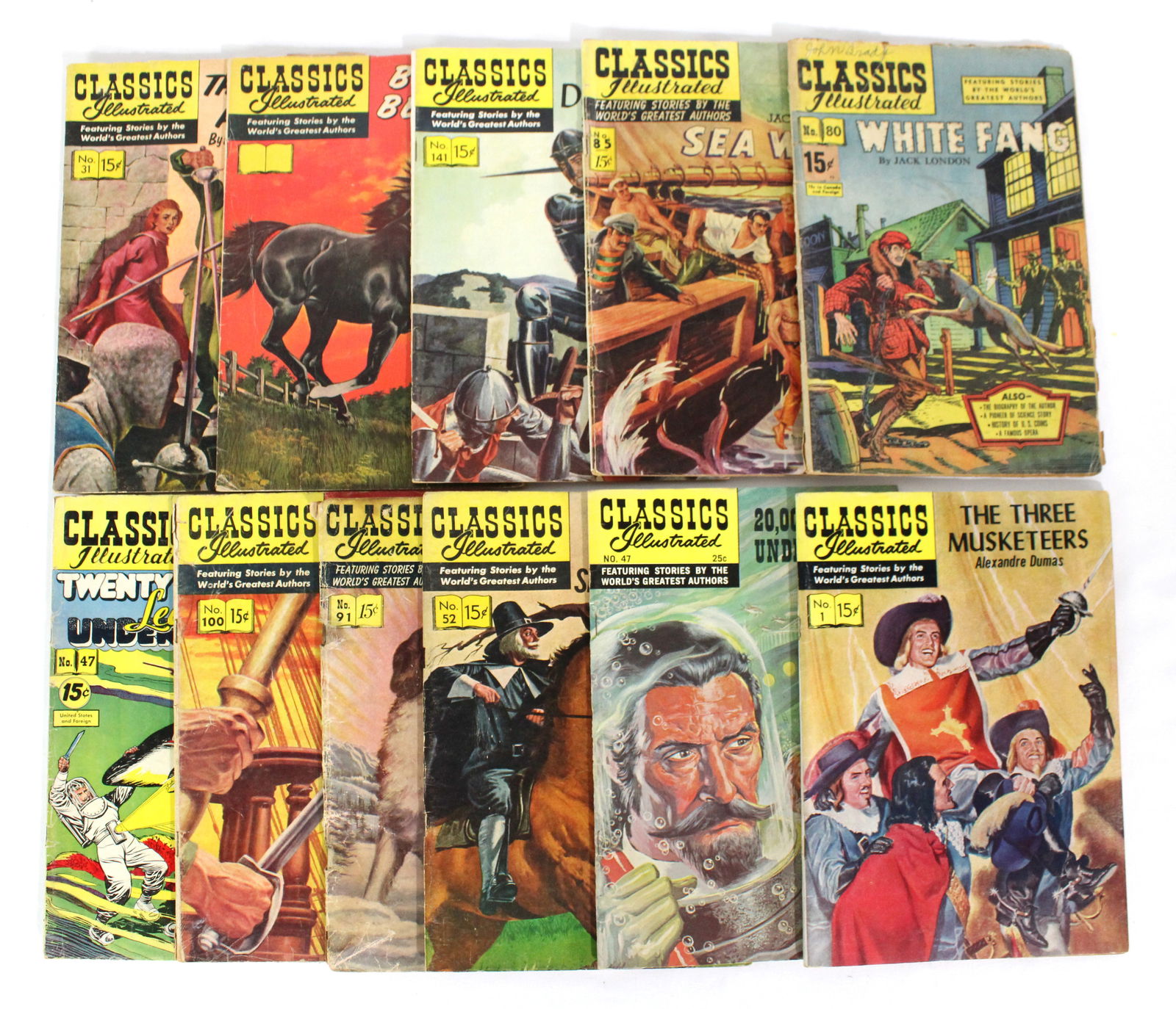 Lot of Classics Ilustrated Comic Books: Total of 11 Issues. Assorted issues. Varying conditions. In-house shipping available.