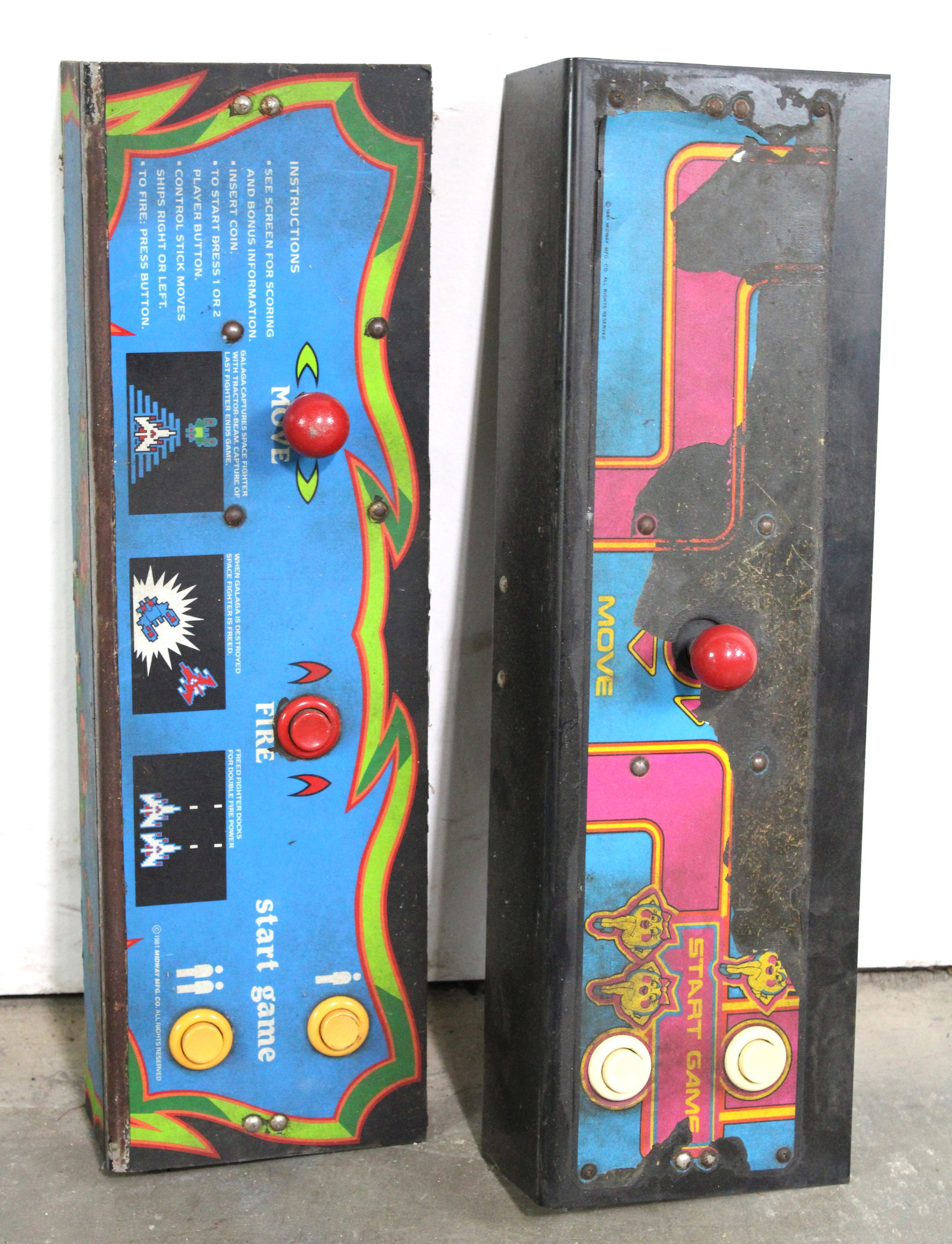 Bally Midway Galaga & Ms. Pac-Man Arcade Game Control Panels: This item requires third-party shipping or pickup arrangements to be made.