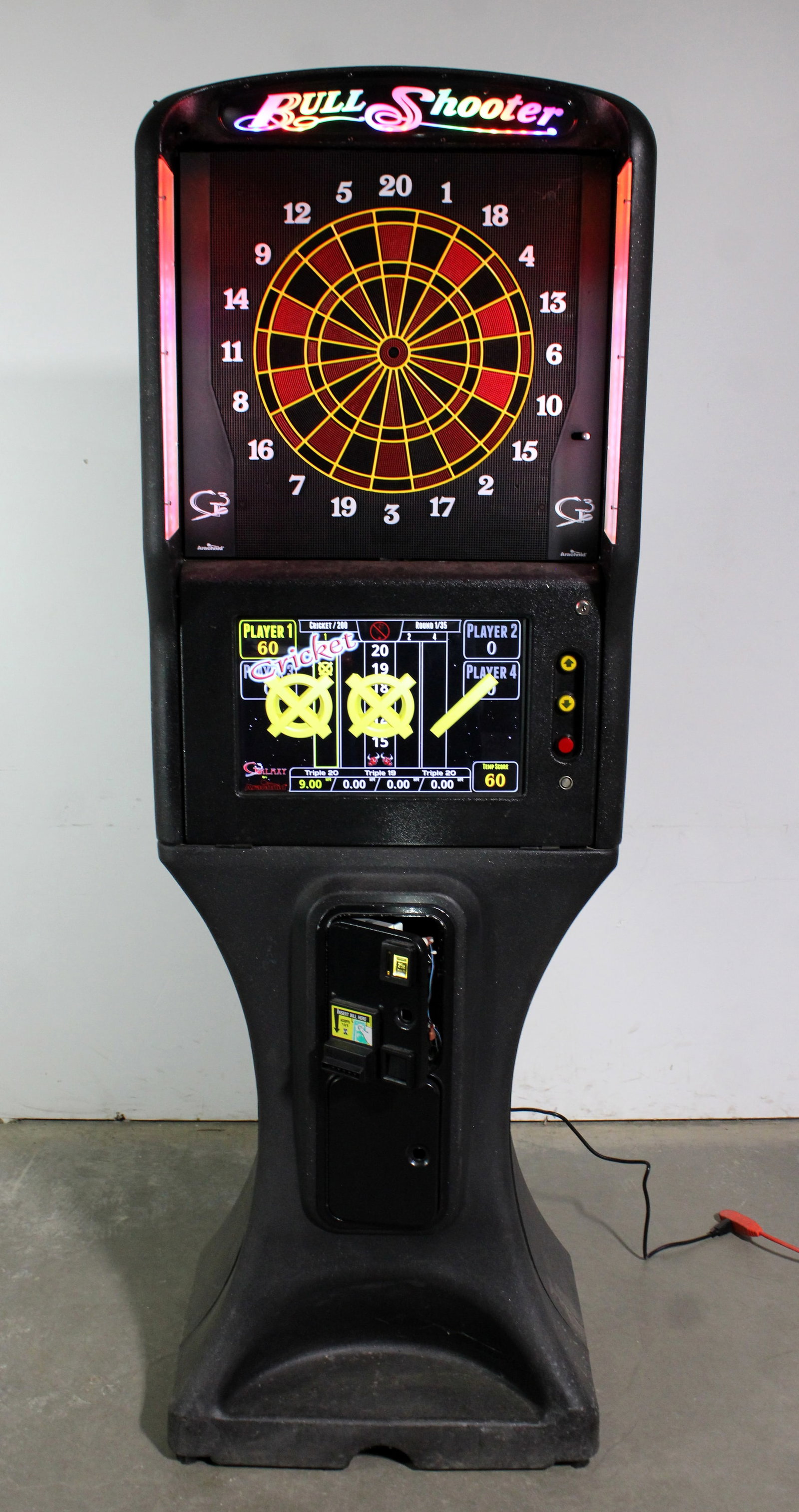 Galaxy Darts Arcade Game: Working. This item requires third-party shipping or pickup arrangements to be made. Dimensions: 81 x 30 x 22